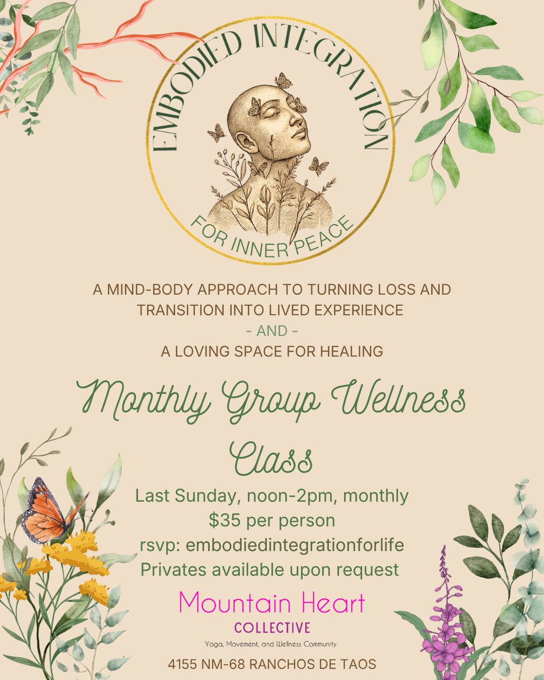 Grief and Transition Recovery through the Body, Monthly Group Class