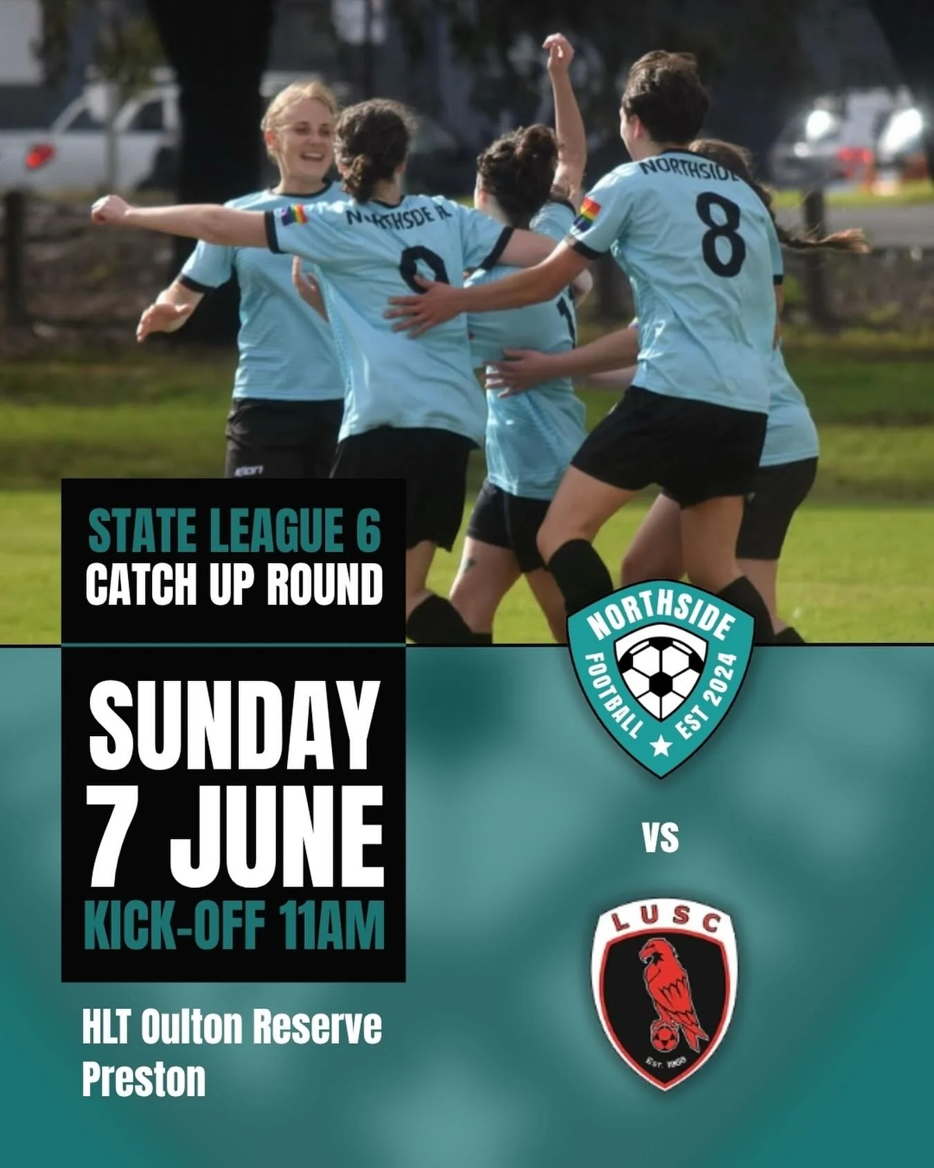 Just one Northside FC game this weekend as it&rsquo;s a catch-up round ⚽️

Our State League 6 side takes on @latrobeuni.soccerclub this Sunday at 11am.

If you&rsquo;re free, we&rsquo;d love to see some Northside support on the sidelines as the team 
