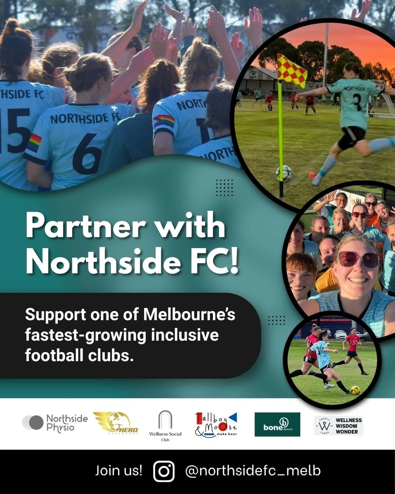 🩵⚽️ Support one of Melbourne&rsquo;s fastest-growing inclusive football clubs. 🌈

In just our second season we&rsquo;re fielding three women&rsquo;s and gender diverse teams and building a community where everyone belongs.

Partner with Northside F