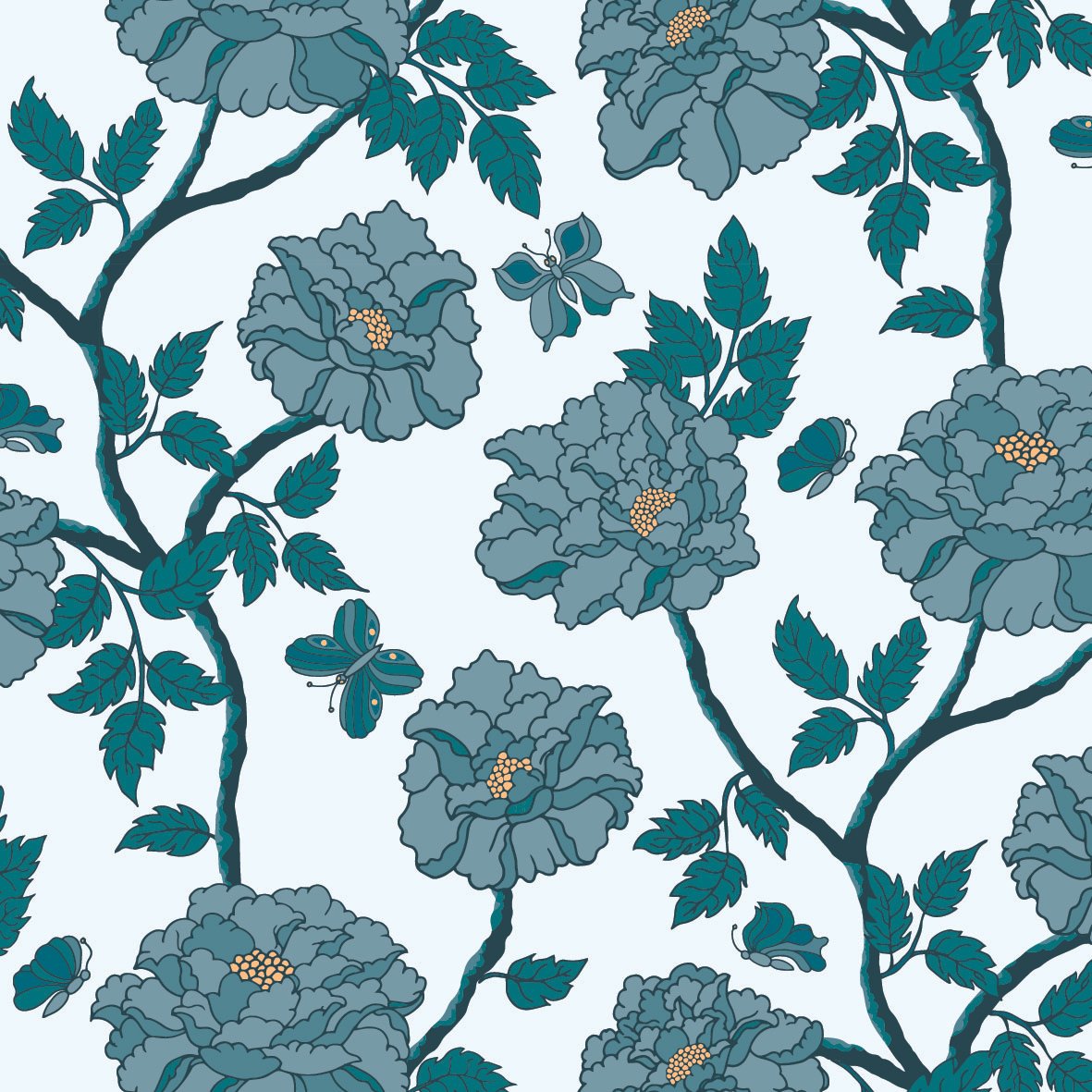Trailing Peony Teal - AMW25-005