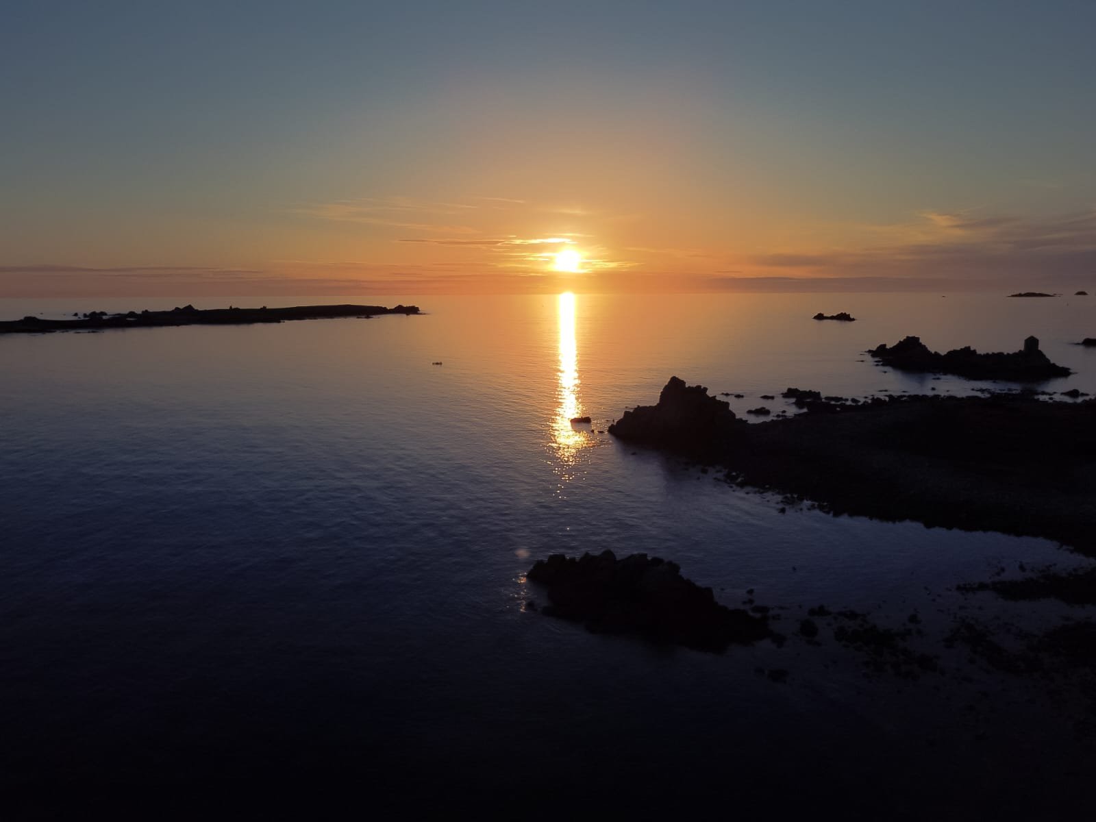 An aerial view of the sunset