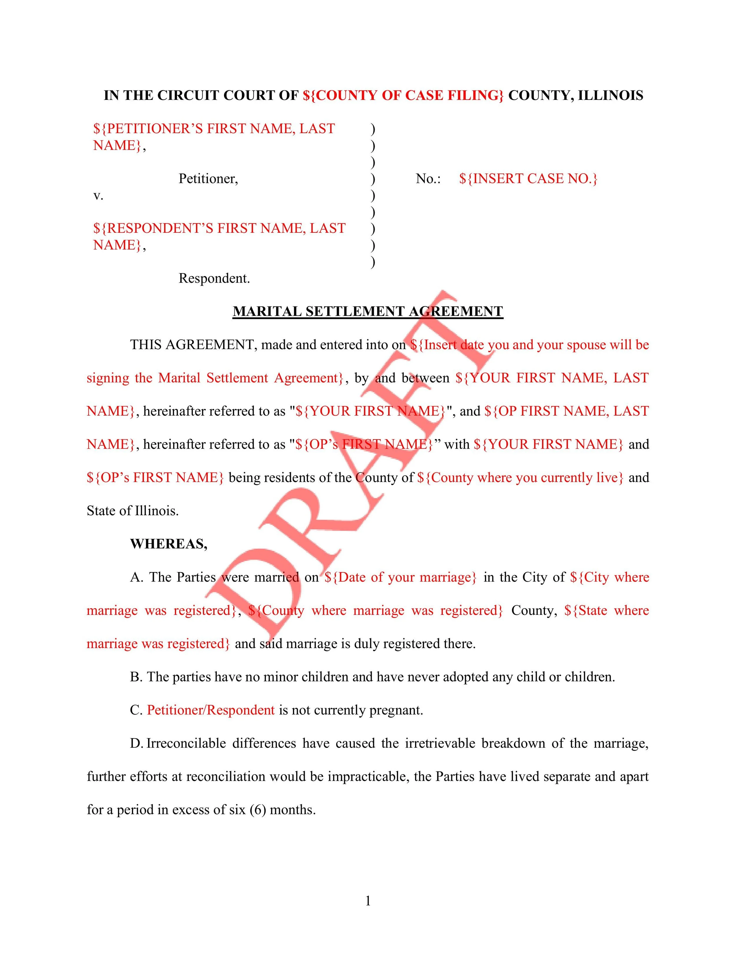 Marital Settlement Agreement (Maintenance, Retirement & Vehicles)