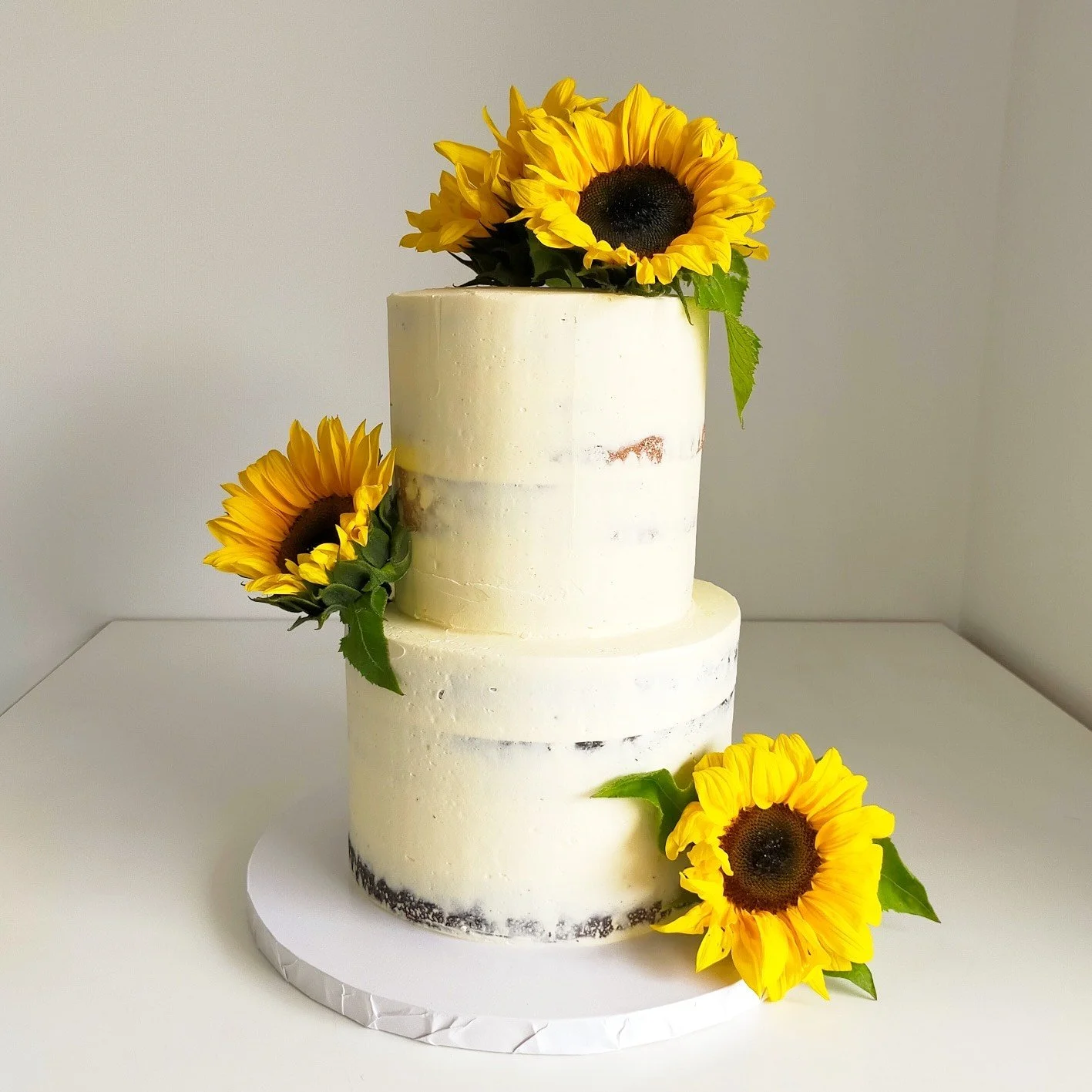2 Tier Semi Naked with Sunflowers