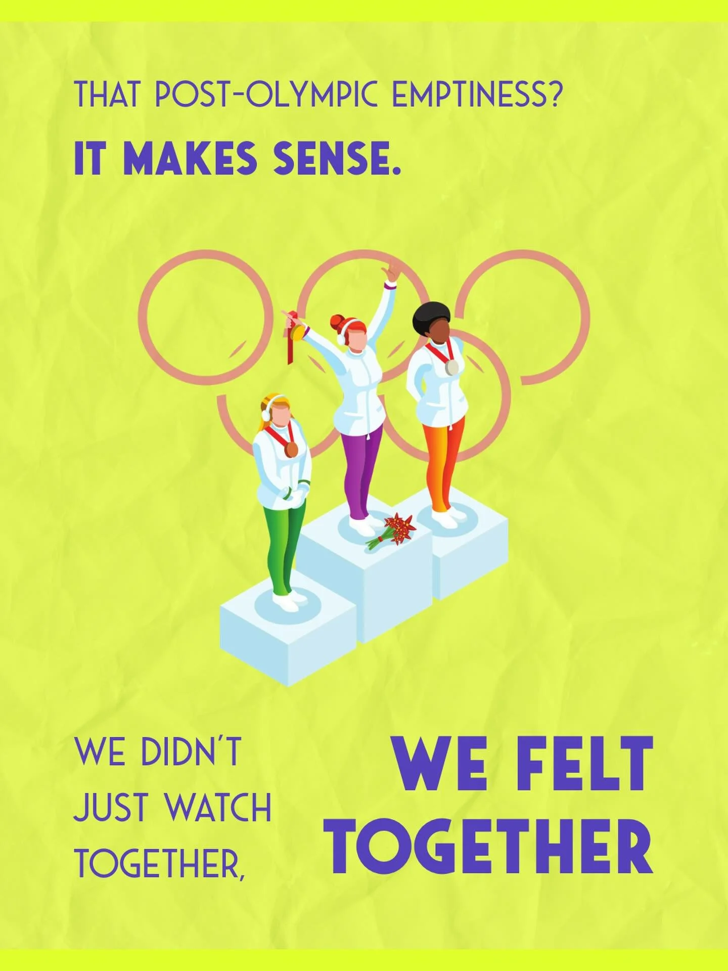 When the Olympic Games were on, something shifted. 🏅✨

We were cheering together 📣
Crying together 🥹
Celebrating together 🎉

For a moment, it felt like we belonged to something bigger 🌍

That kind of shared joy and community? It&rsquo;s regulati