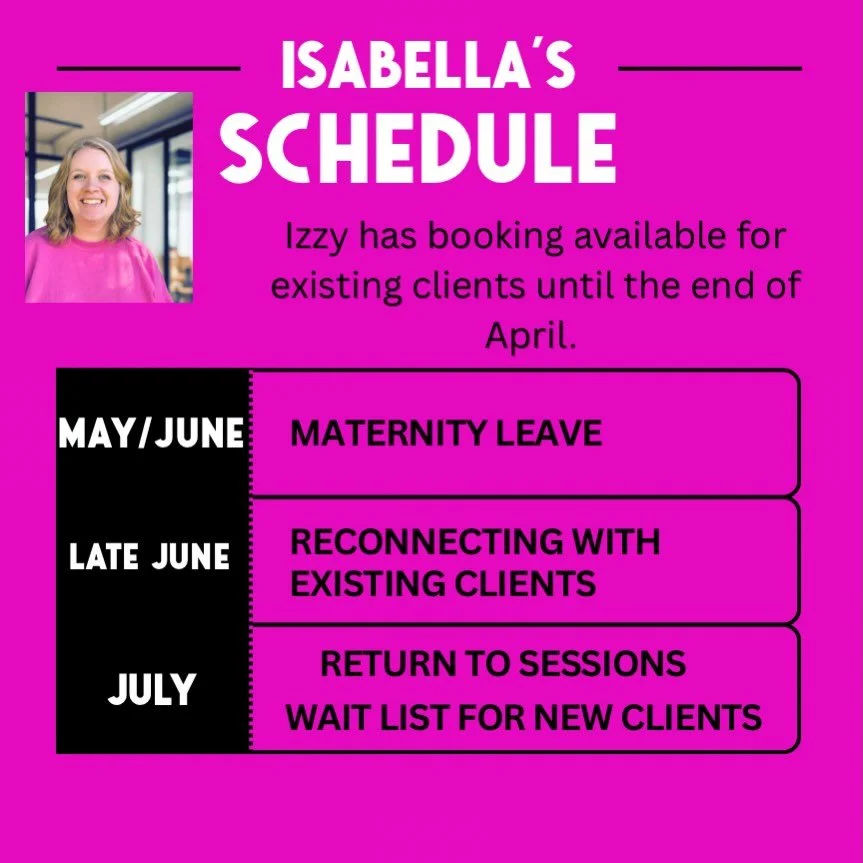 Our Isabella is getting ready to welcome a beautiful new addition!
As she prepares for this exciting chapter, here&rsquo;s what her maternity leave schedule will look like:
✨ Existing clients: booking available until the end of April (baby dependent 