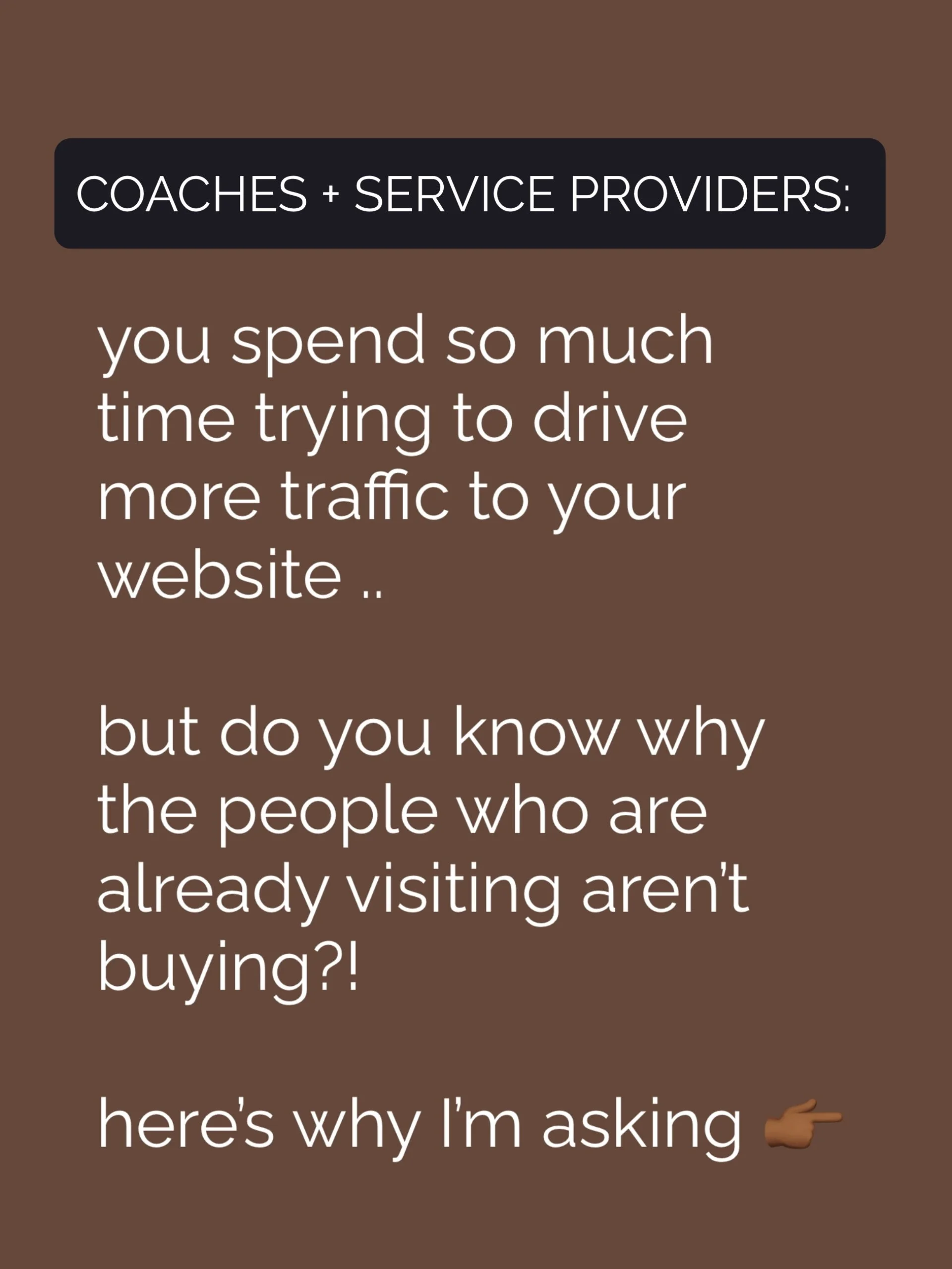 sometimes you&rsquo;re too close to your business to properly communicate the value. 

so you write website copy you think makes your offer a no brainer but really, first-time visitors have NO CLUE what you actually do, who you help, or how to work w