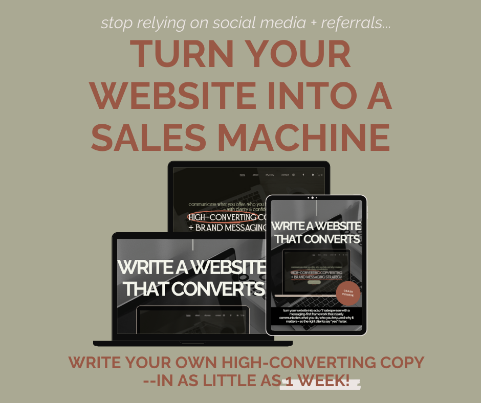 diy website writing crash course for coaches, course creators, and service providers who want to write high-converting website copy without hiring a copywriter