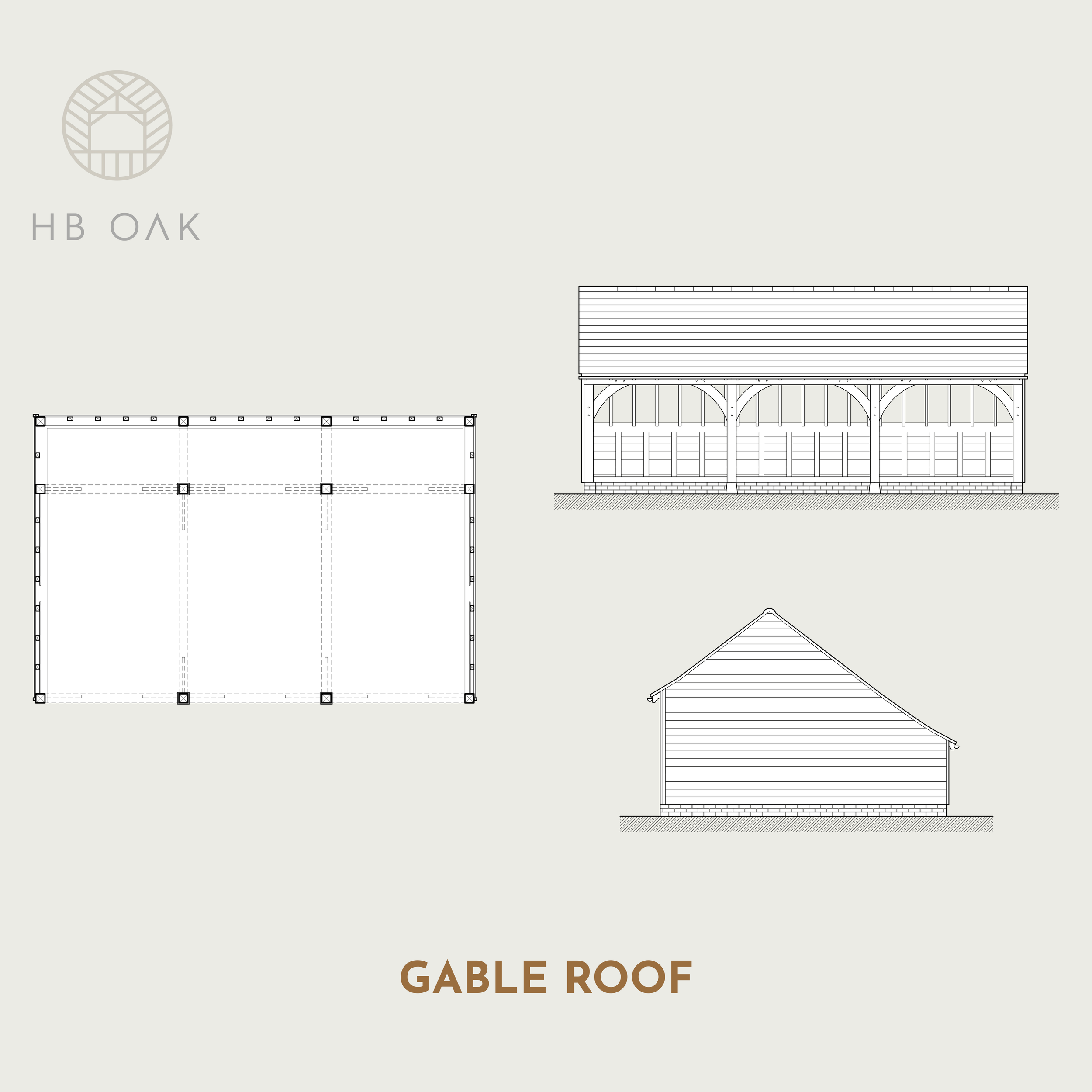 3 Bay Oak Catslide Garage with Gable Roof