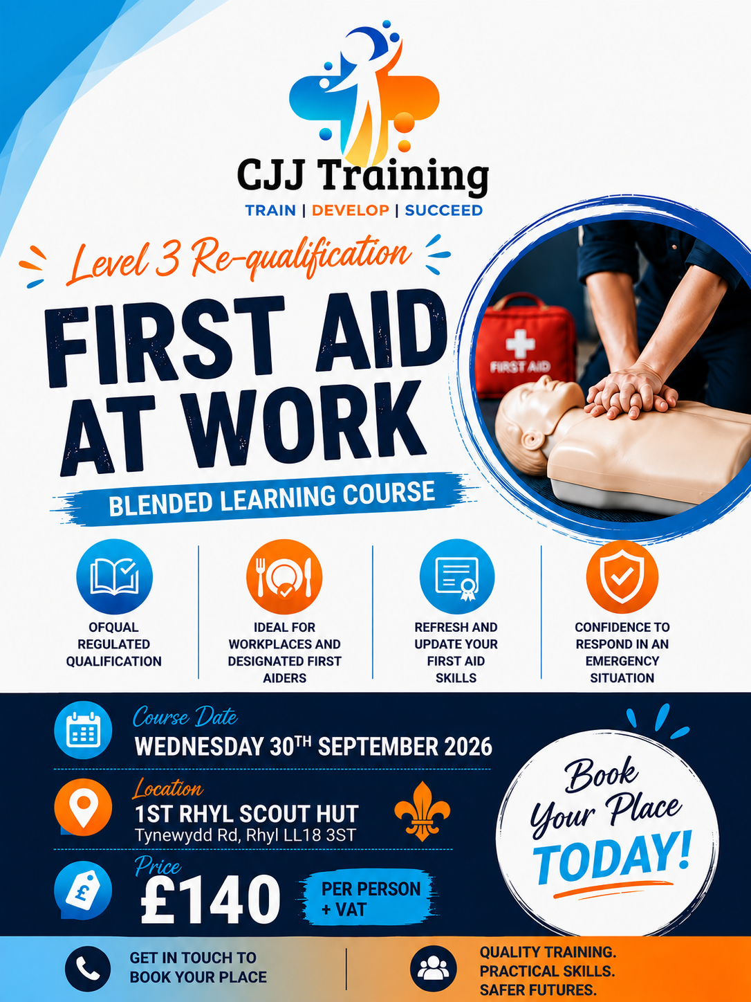 Blended First Aid at Work Course Wednesday 30th September 2026