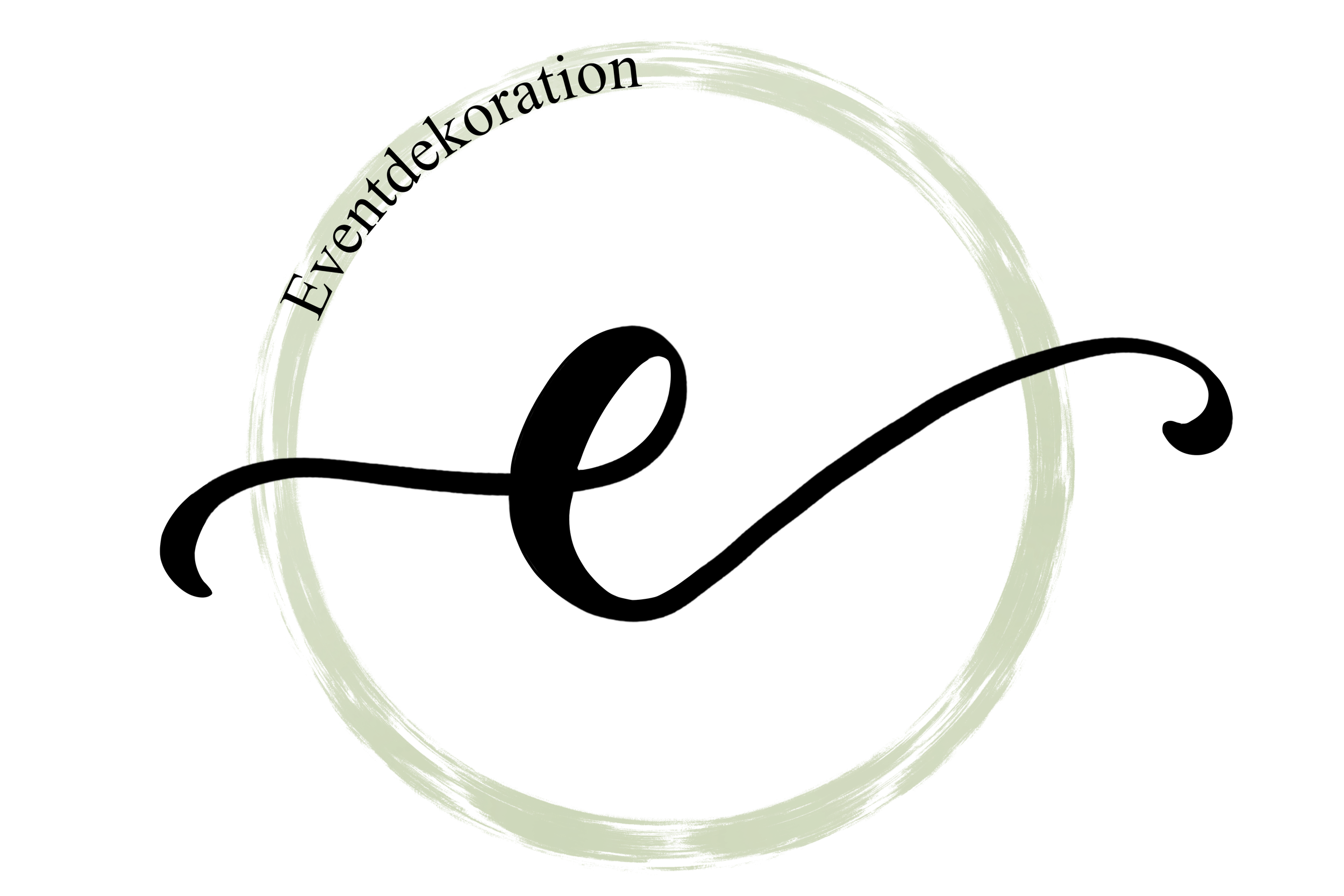 Der Kreis enthält den Text 'Eventdekorationen' und eine stilisierte Grafik eines dekorierten Raumes mit Tischen und Stühlen.
