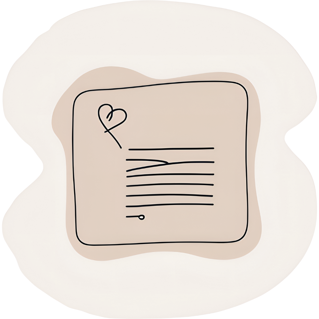 Illustration eines Briefes mit Herzstempel auf einem weißen Hintergrund