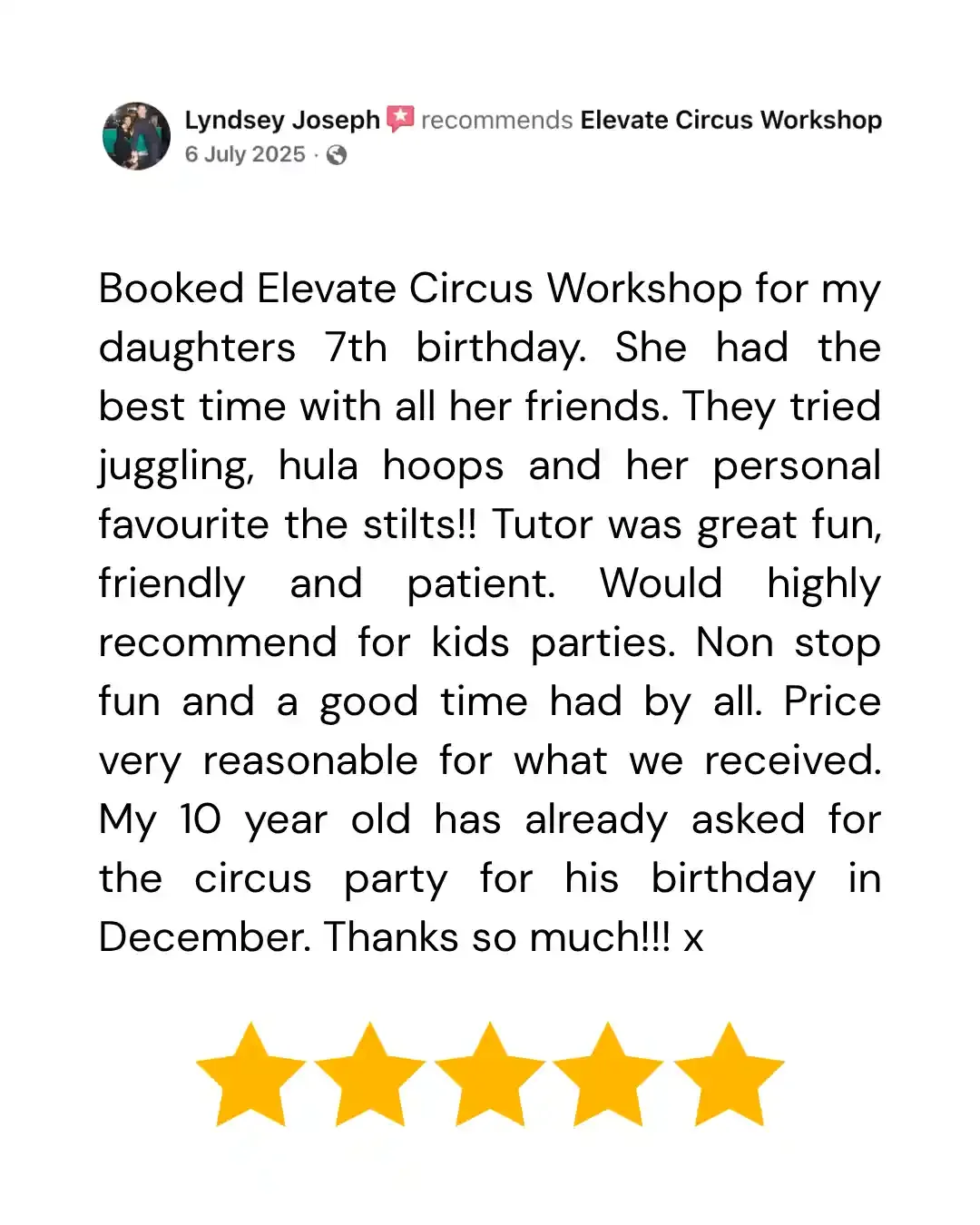 Circus Skills Workshops at a children's party in Brighton