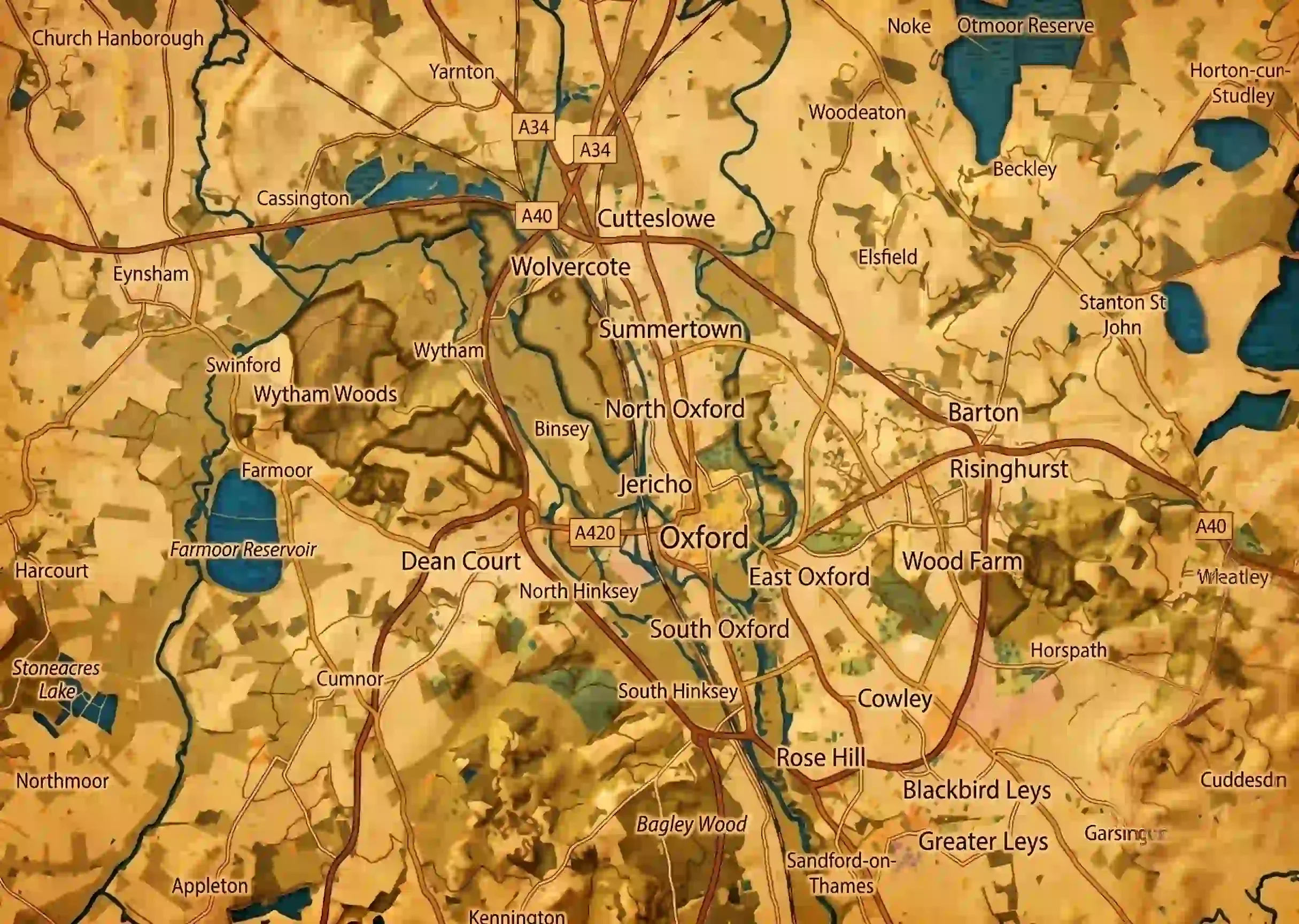 Map of Oxford and surrounding areas