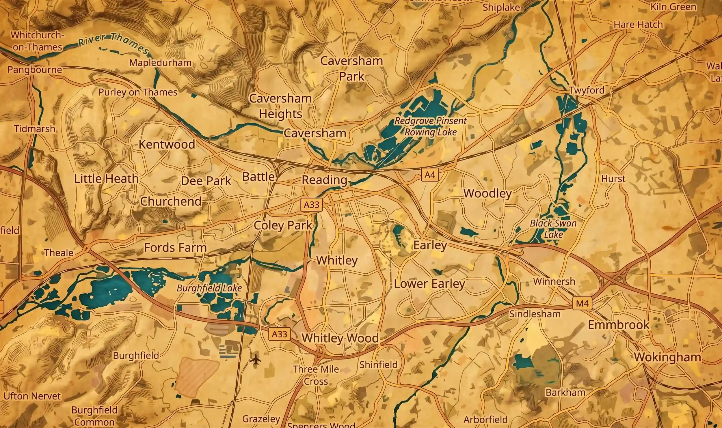 Map of Reading and surrounding areas