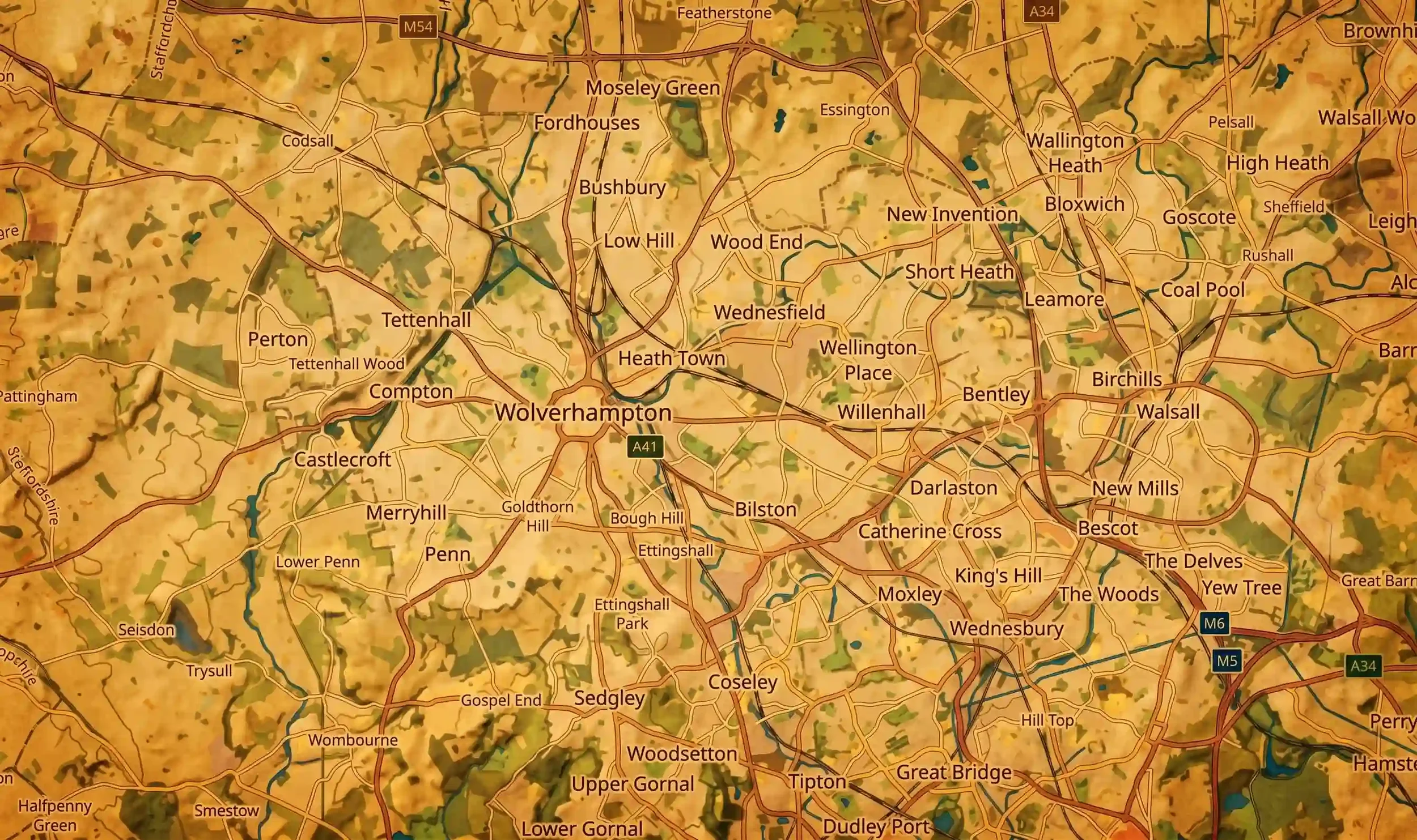 map of wolverhampton and surrounding areas