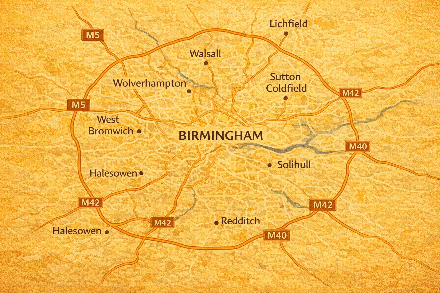 A map of Birmingham and West Midlands
