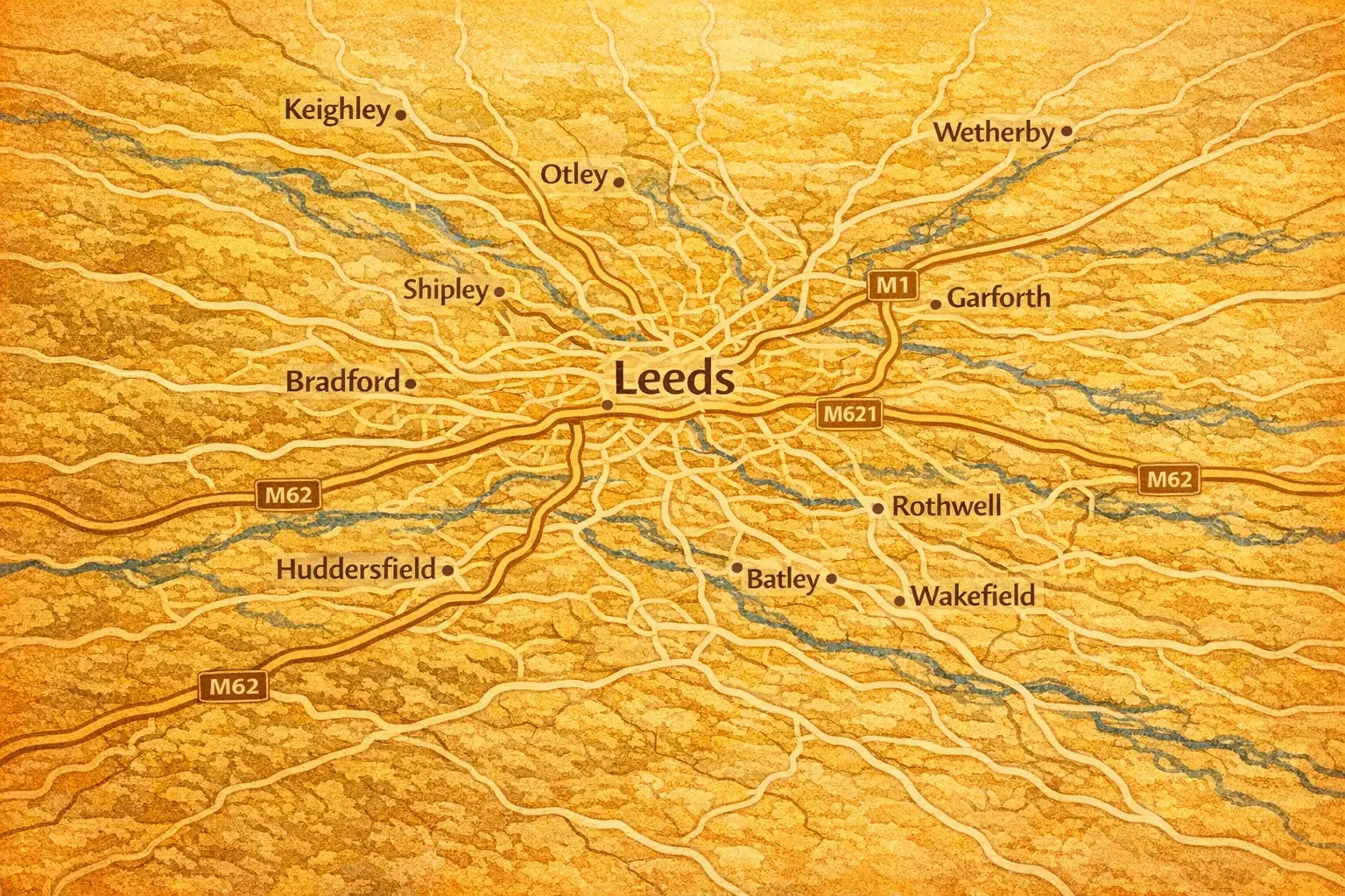 A map of Leeds and the surrounding area.