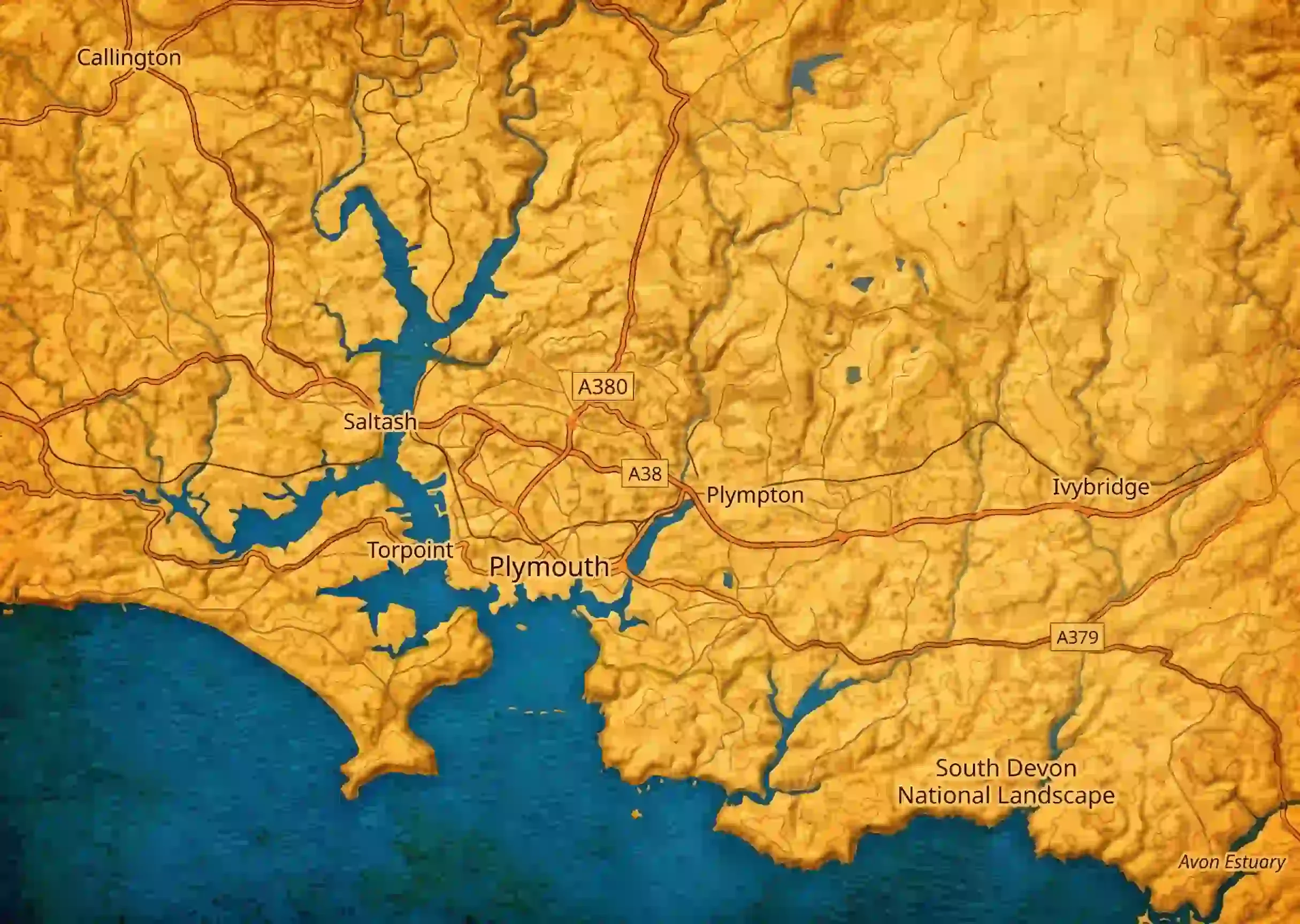 Map of Plymouth and surrounding areas