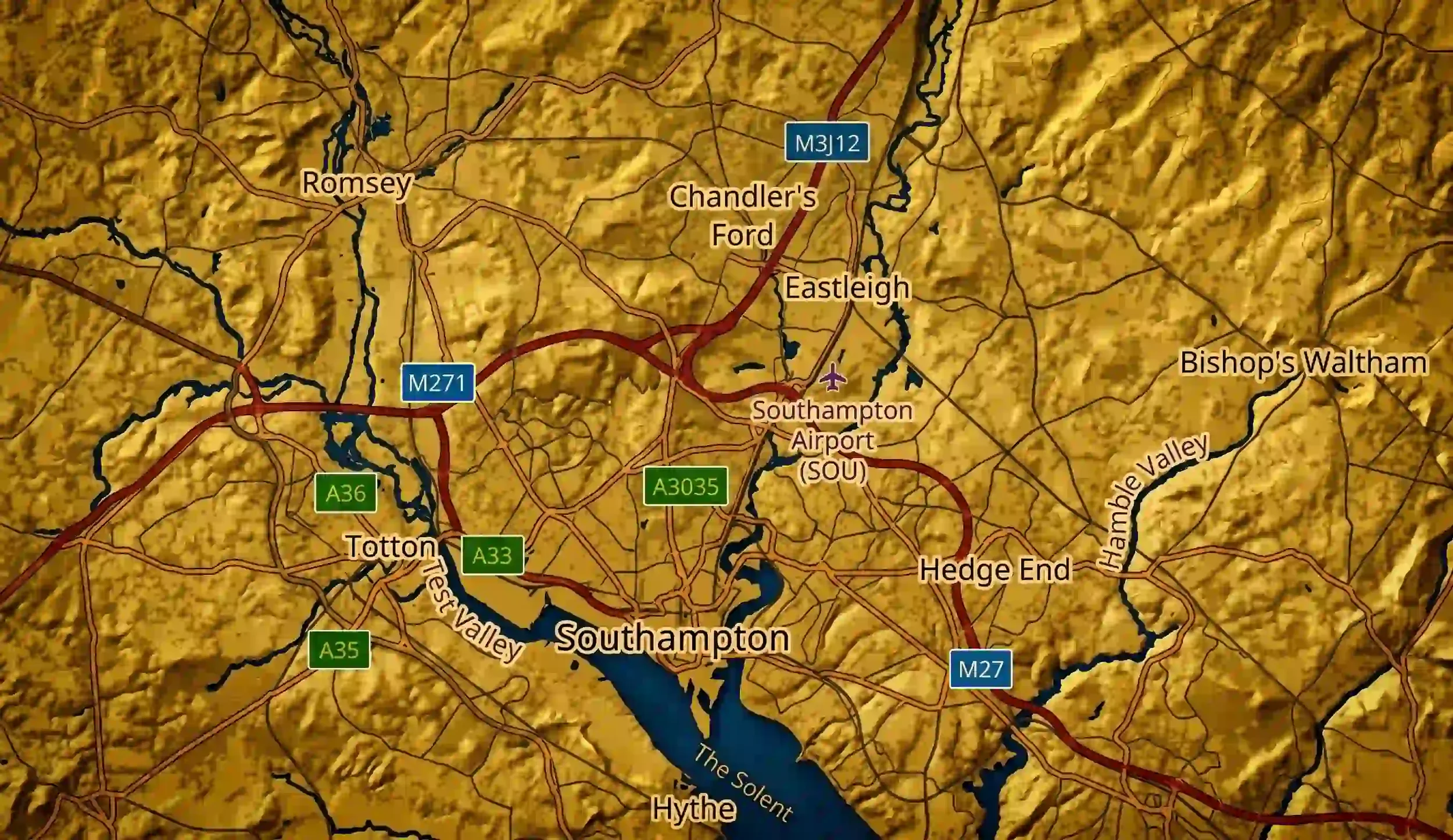 Map of Southampton and surrounding areas