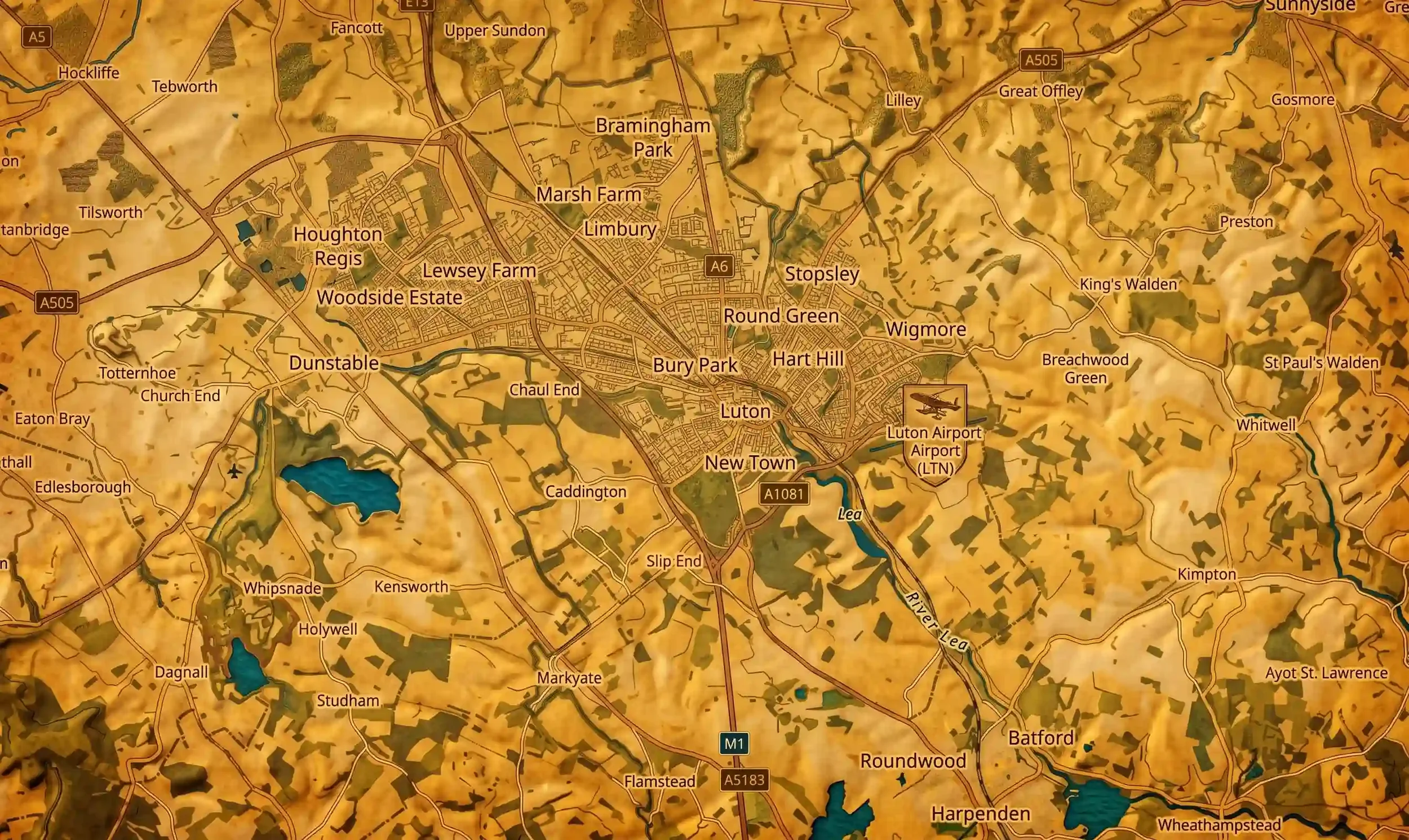 Map of Luton and surrounding areas