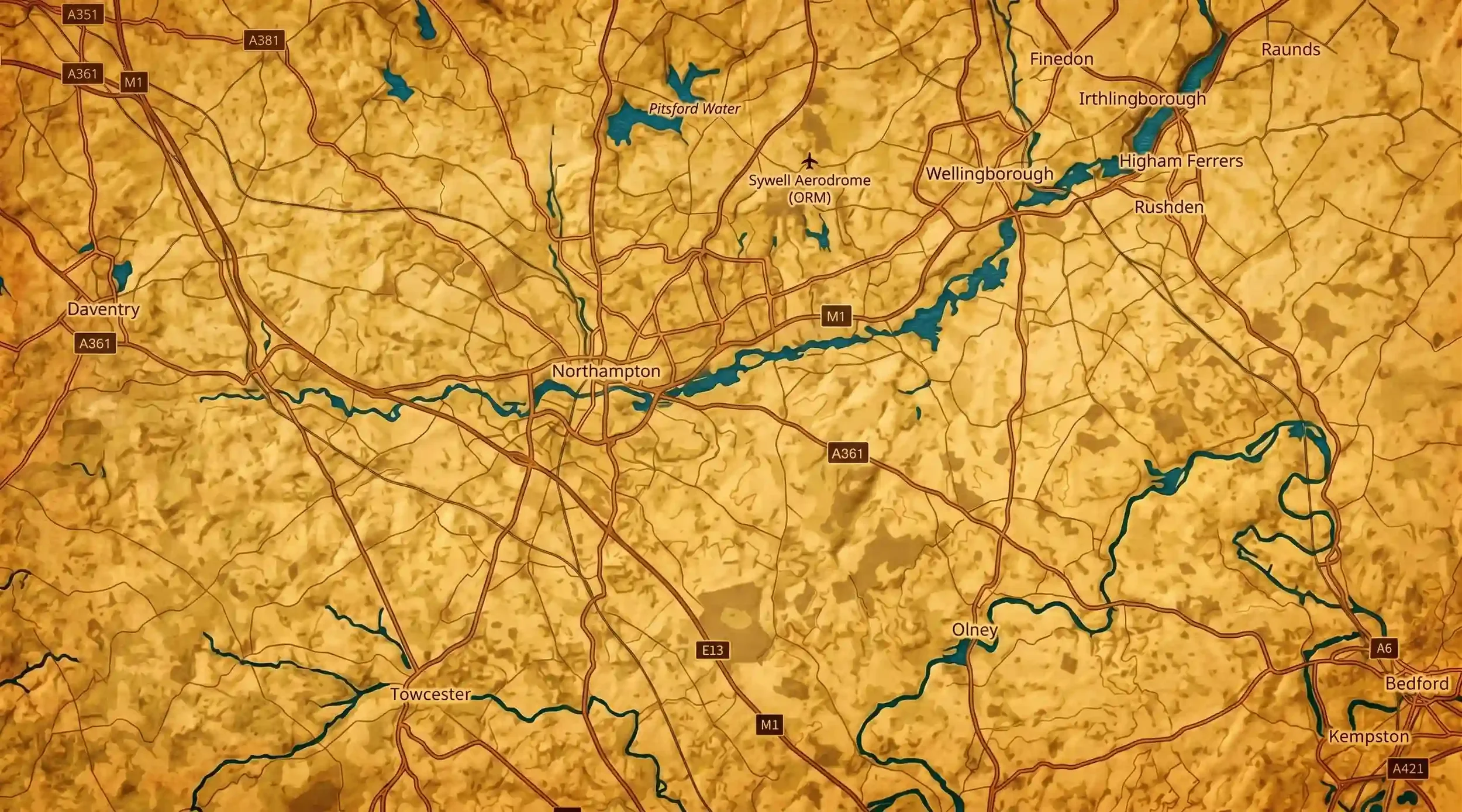 Map of Northampton and surrounding areas