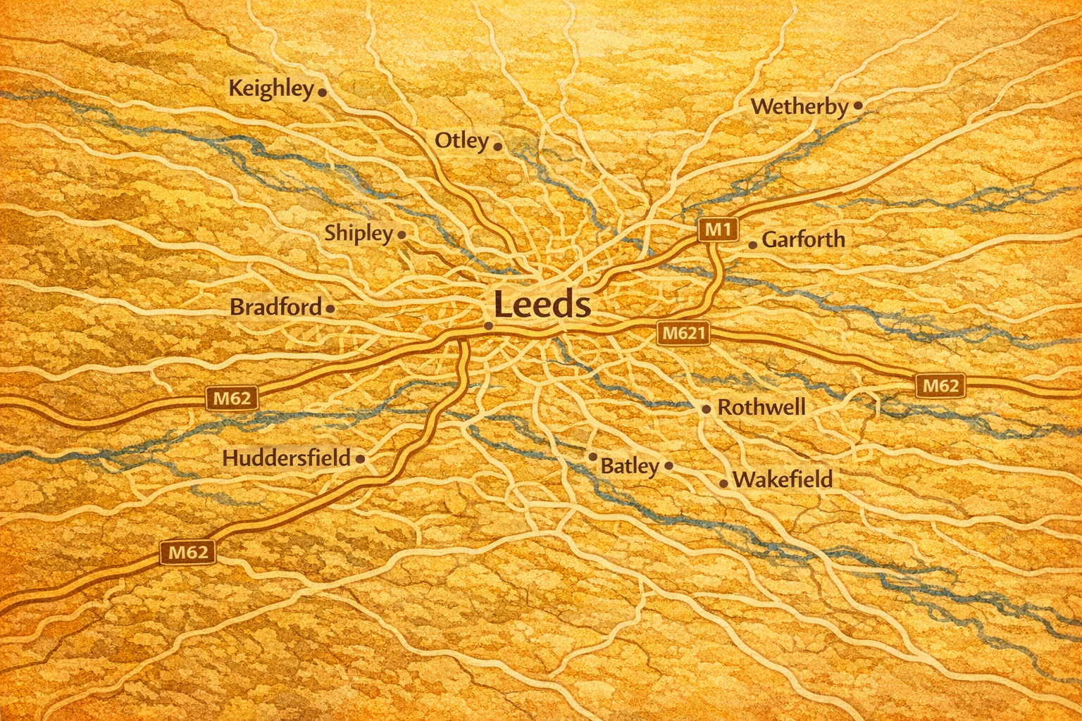 A map of Leeds and the surrounding area.