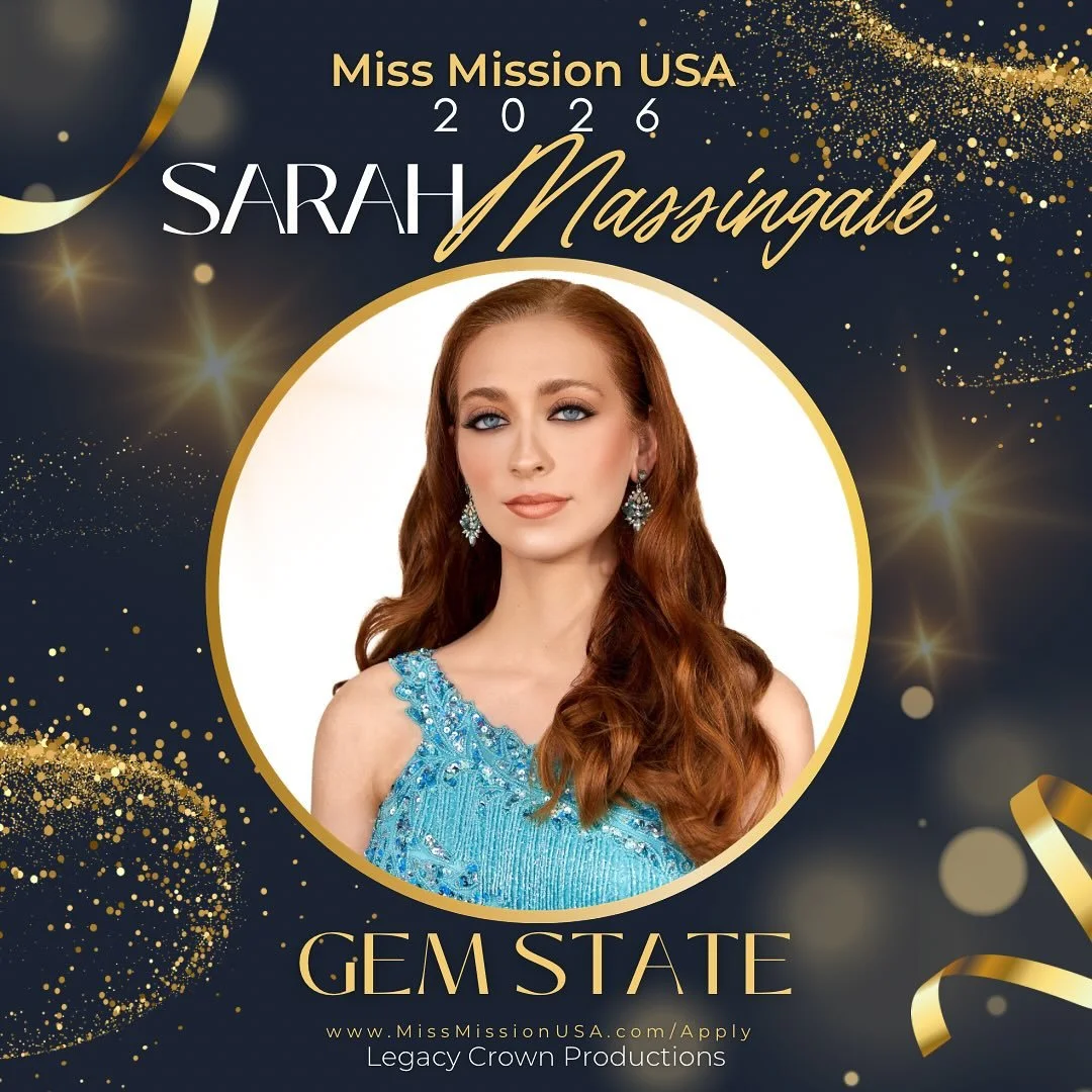 🌟 Meet Miss Mission Gem State 2026 – Sarah Massingale! 🌟
From the beautiful state of Idaho , competing next fall for the title of Miss Mission USA 2026! 🇺🇸👑
Do you dream of the crown and a platform for your mission? Applications are open