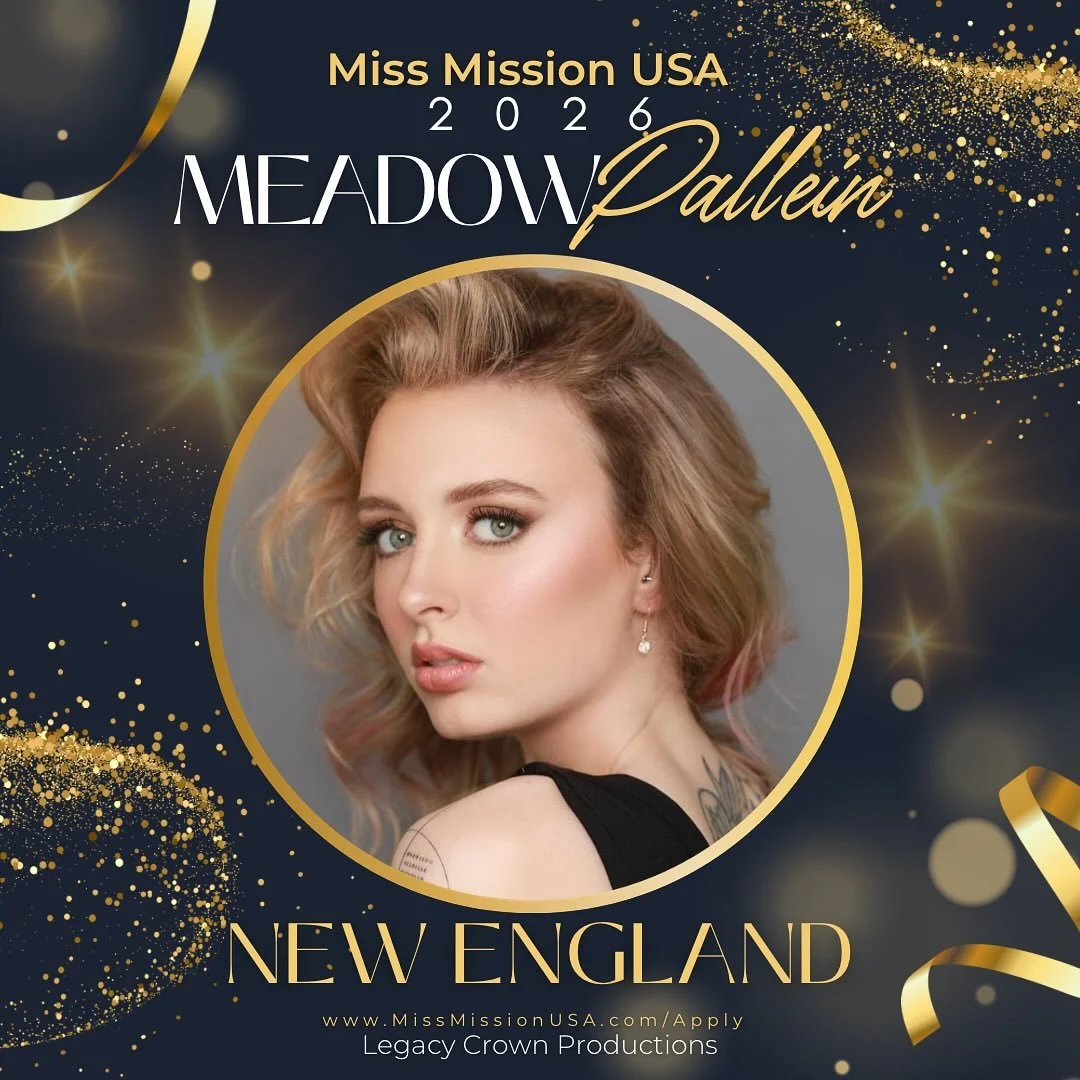 ✨ Introducing Miss Mission New England 2026 &ndash; Meadow Pallein! 🌸

Meadow will proudly represent the New England region as she competes next fall for the title of Miss Mission USA 2026! 👑🇺🇸

Think you could be next? Apply now at missmissionus