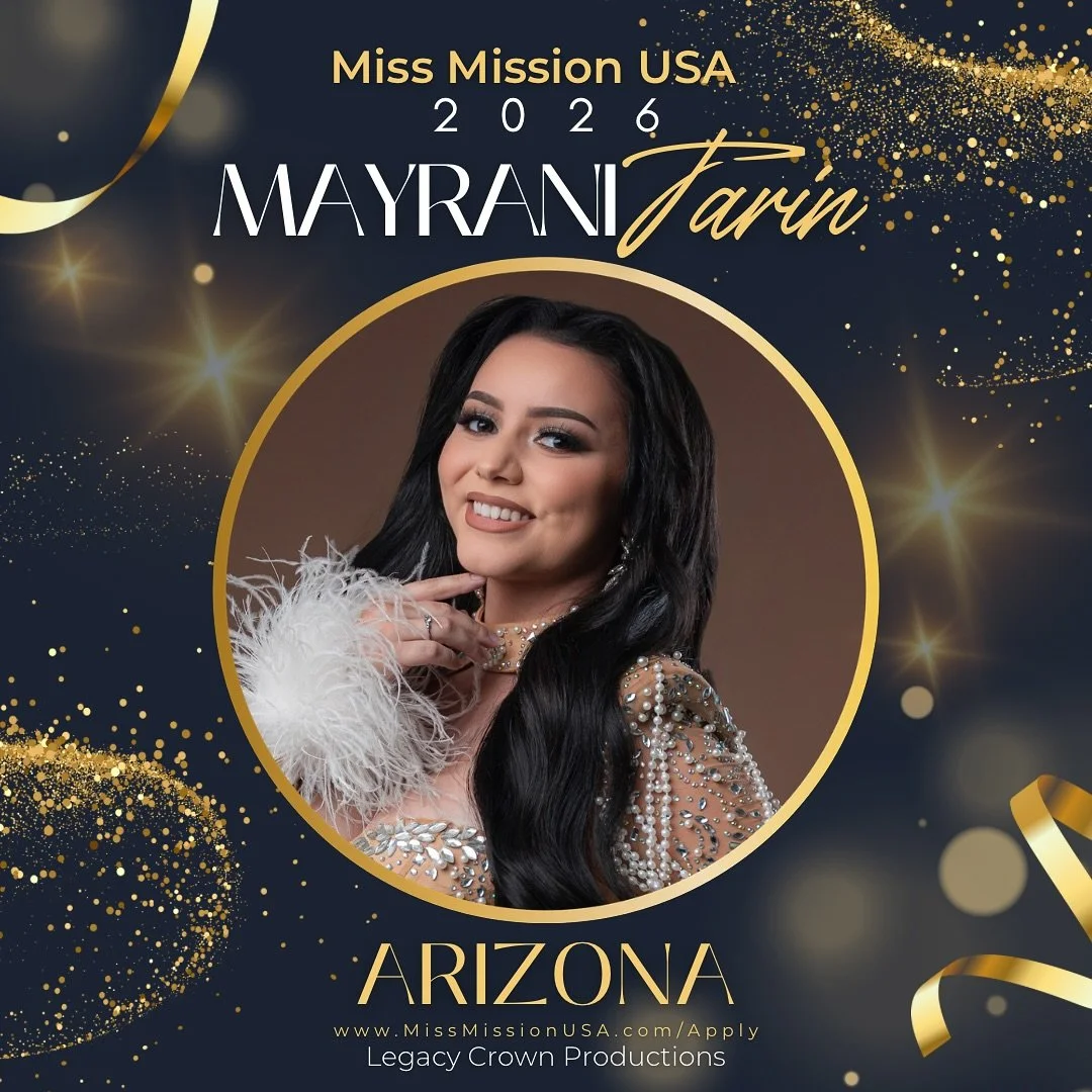 ✨ Introducing Miss Mission Arizona 2026 &ndash; Mayrani Tarin! 🌵

Mayrani will proudly represent Arizona as she competes next fall for the title of Miss Mission USA 2026! 👑🇺🇸

Ready to take the stage and make your mark? Apply now at missmissionus
