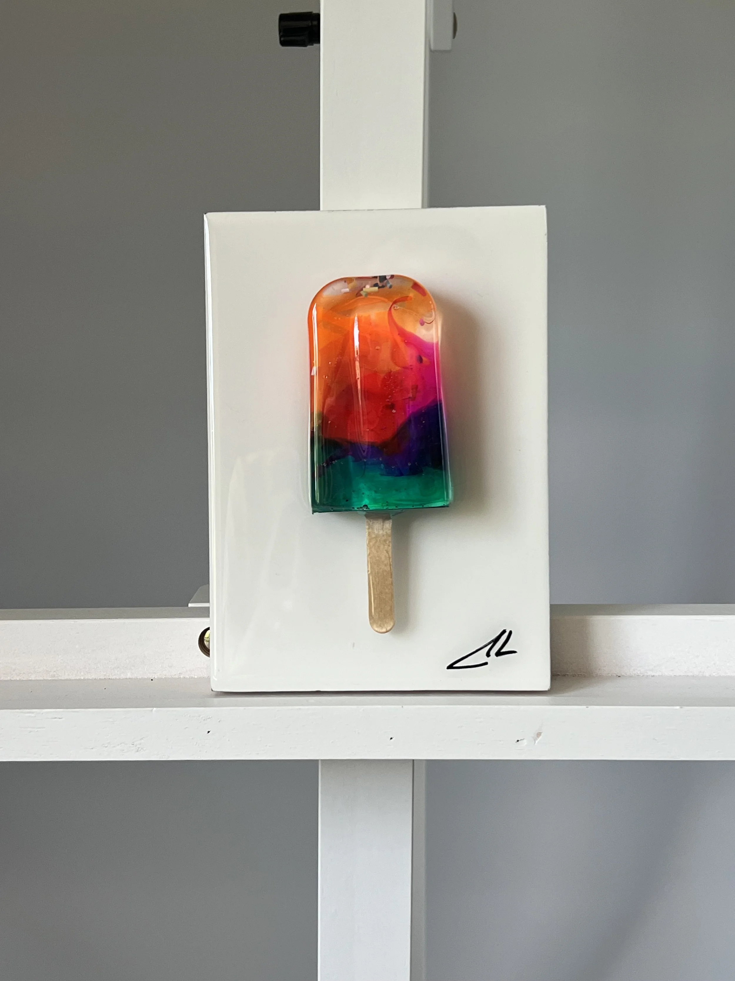 Single Resin Popsicle on wood