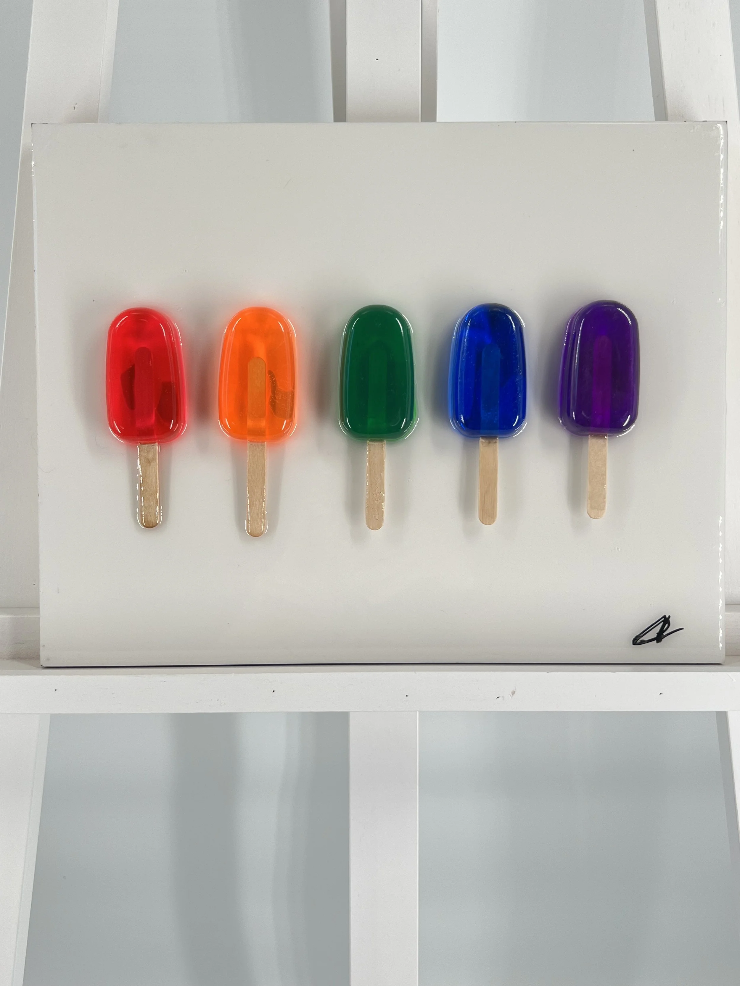 Vibrant Popsicle Resin Art on Gesso Wood