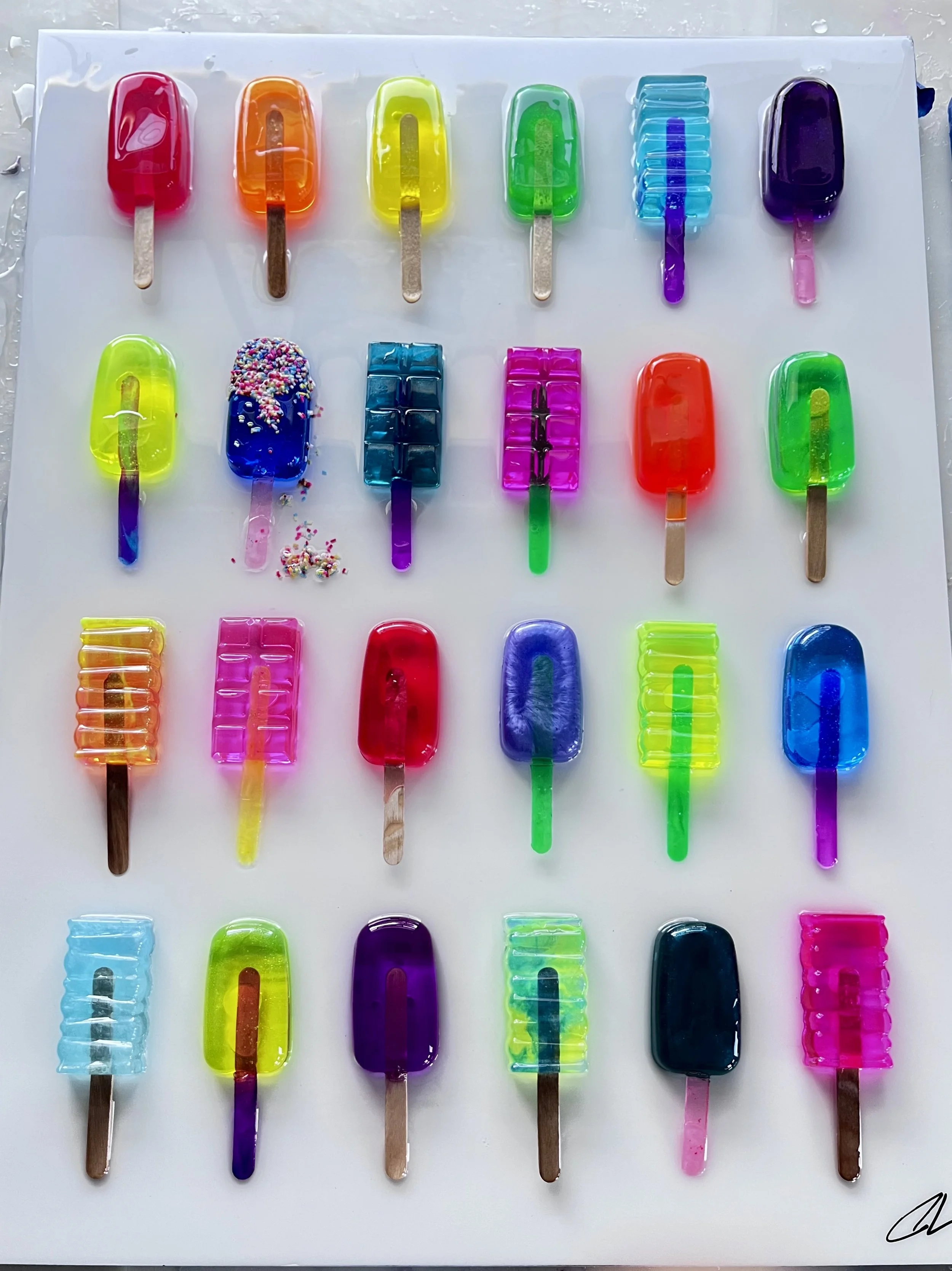 24 Popsicles, Blue with Sprinkles