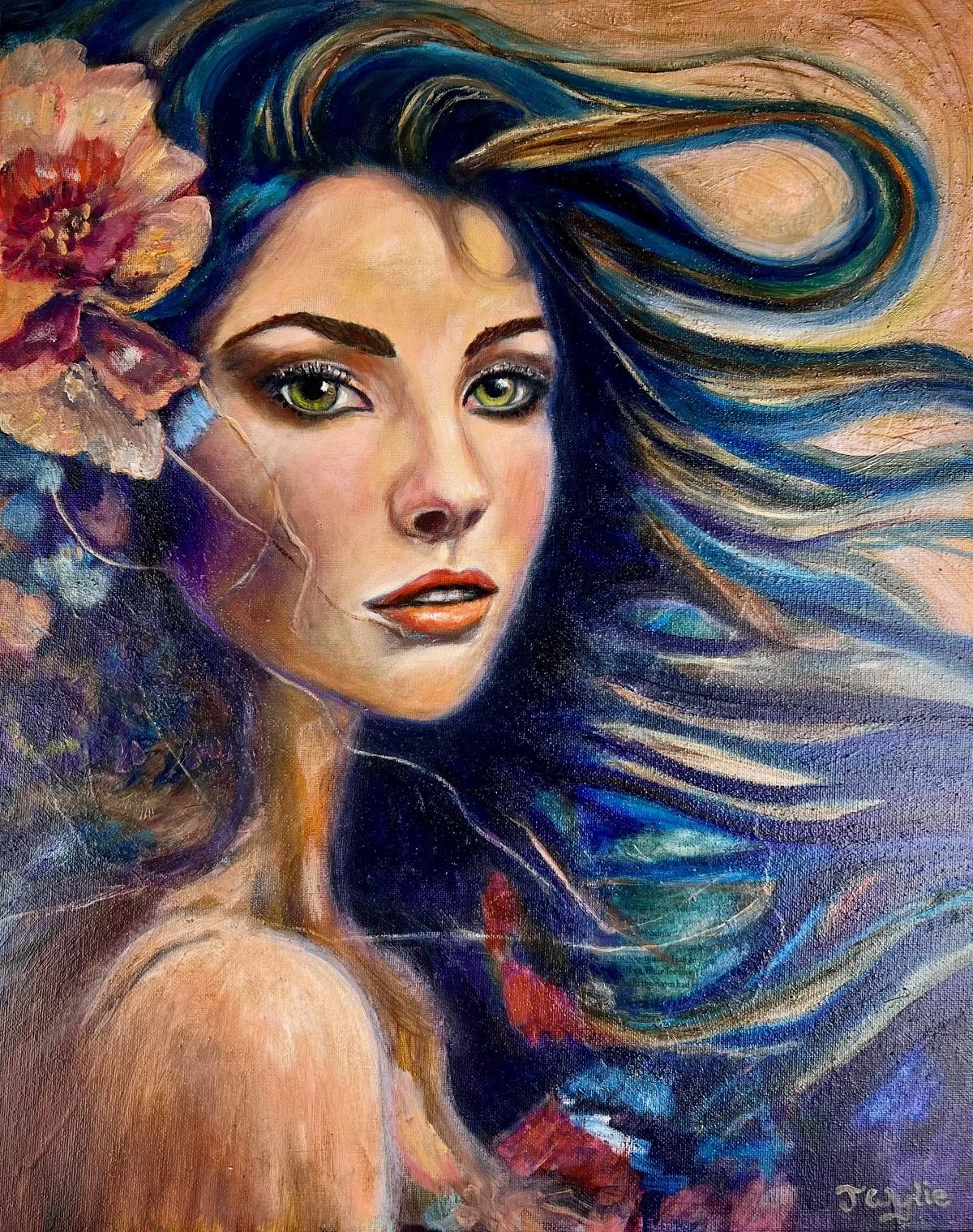 In Blue She Awakens Mixed media on canvas 40 x 50 cm   €280.jpeg