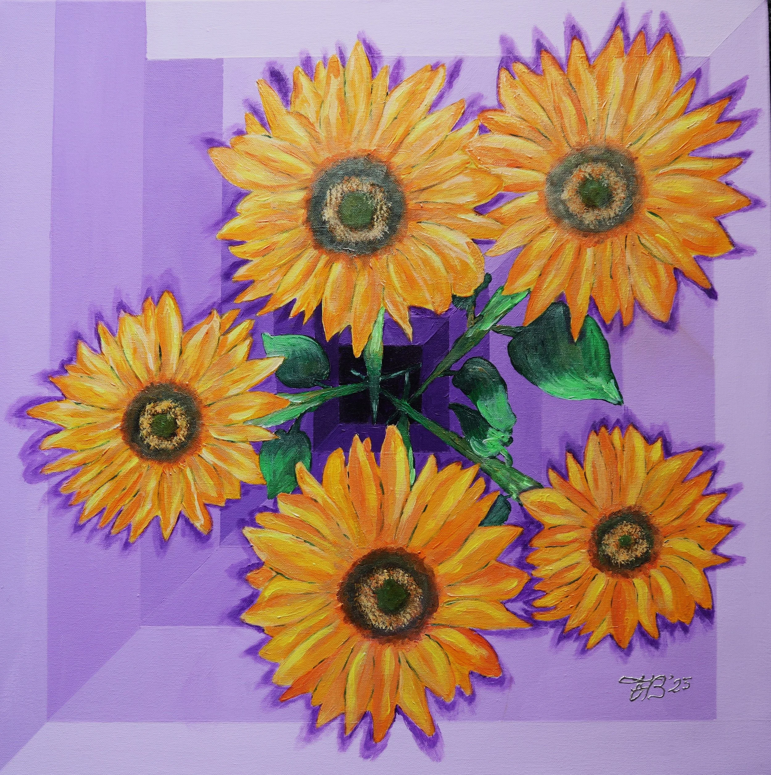 Sunflowers in a vase - Girassóis num vaso.JPG