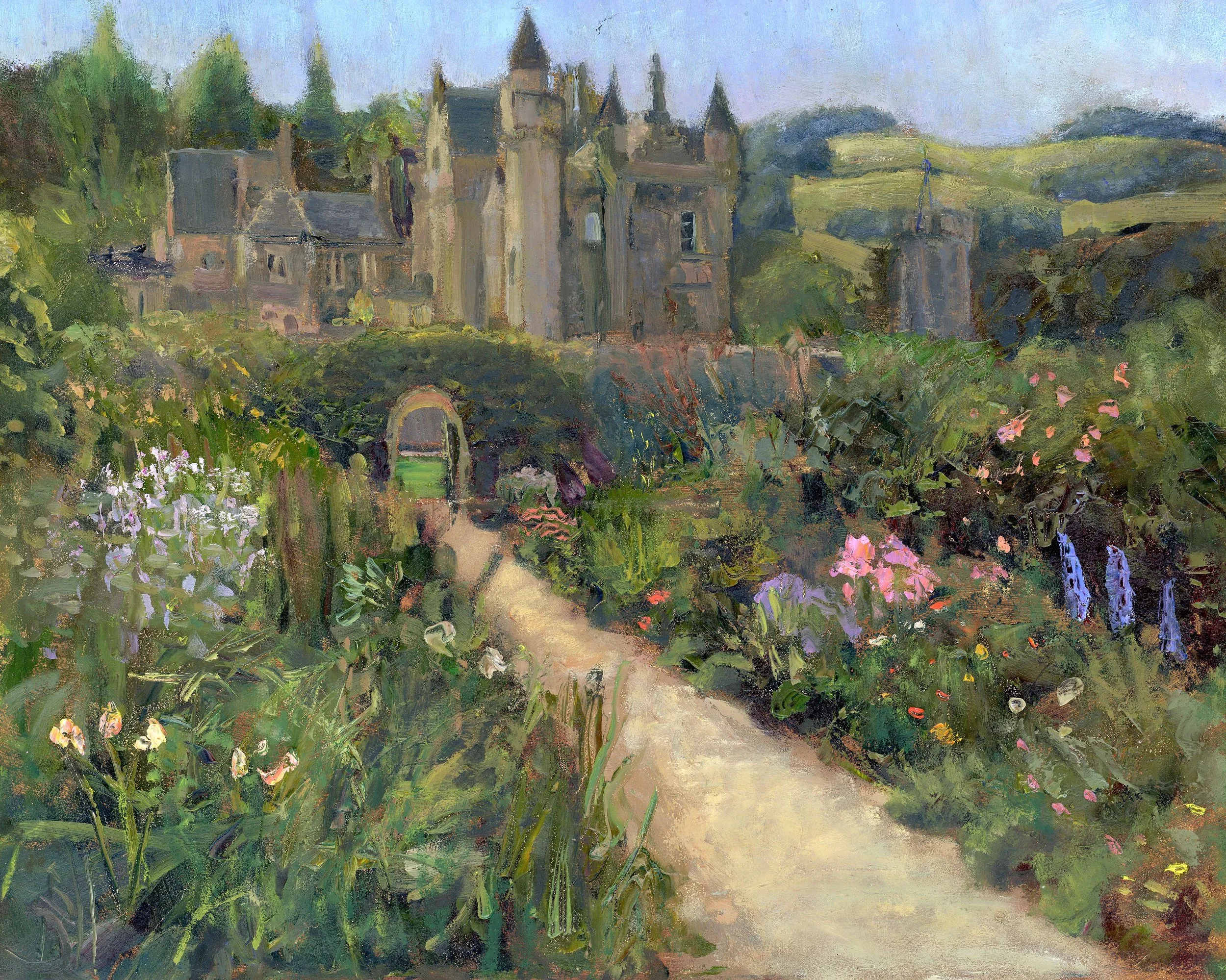 Walled Garden, Abbotsford, oil on board, 35.6 x 27.9cm, Moy MacKay Gallery
