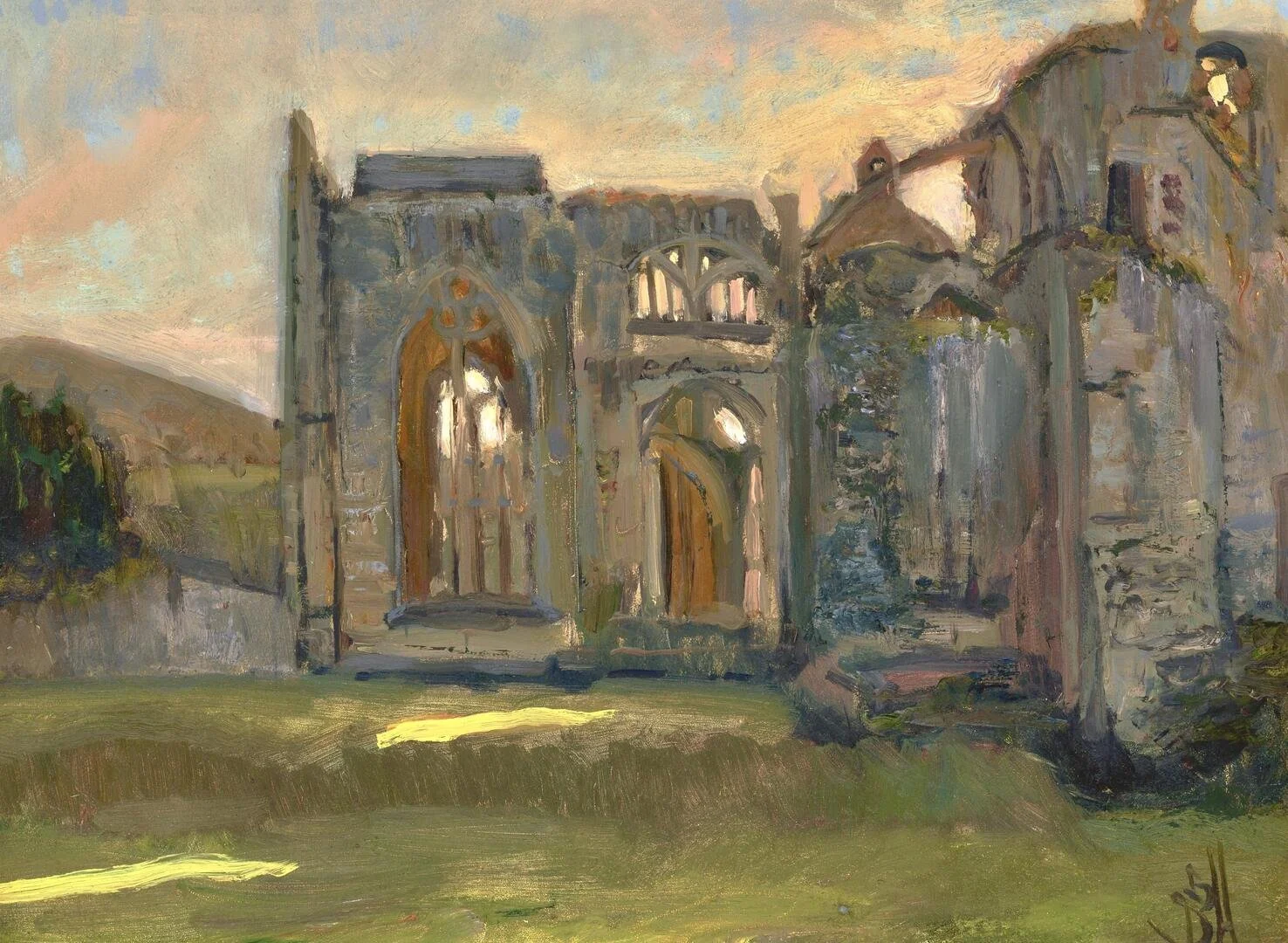 Melrose Abbey, oil on board, 35.6 x 27.9cm, Moy MacKay Gallery