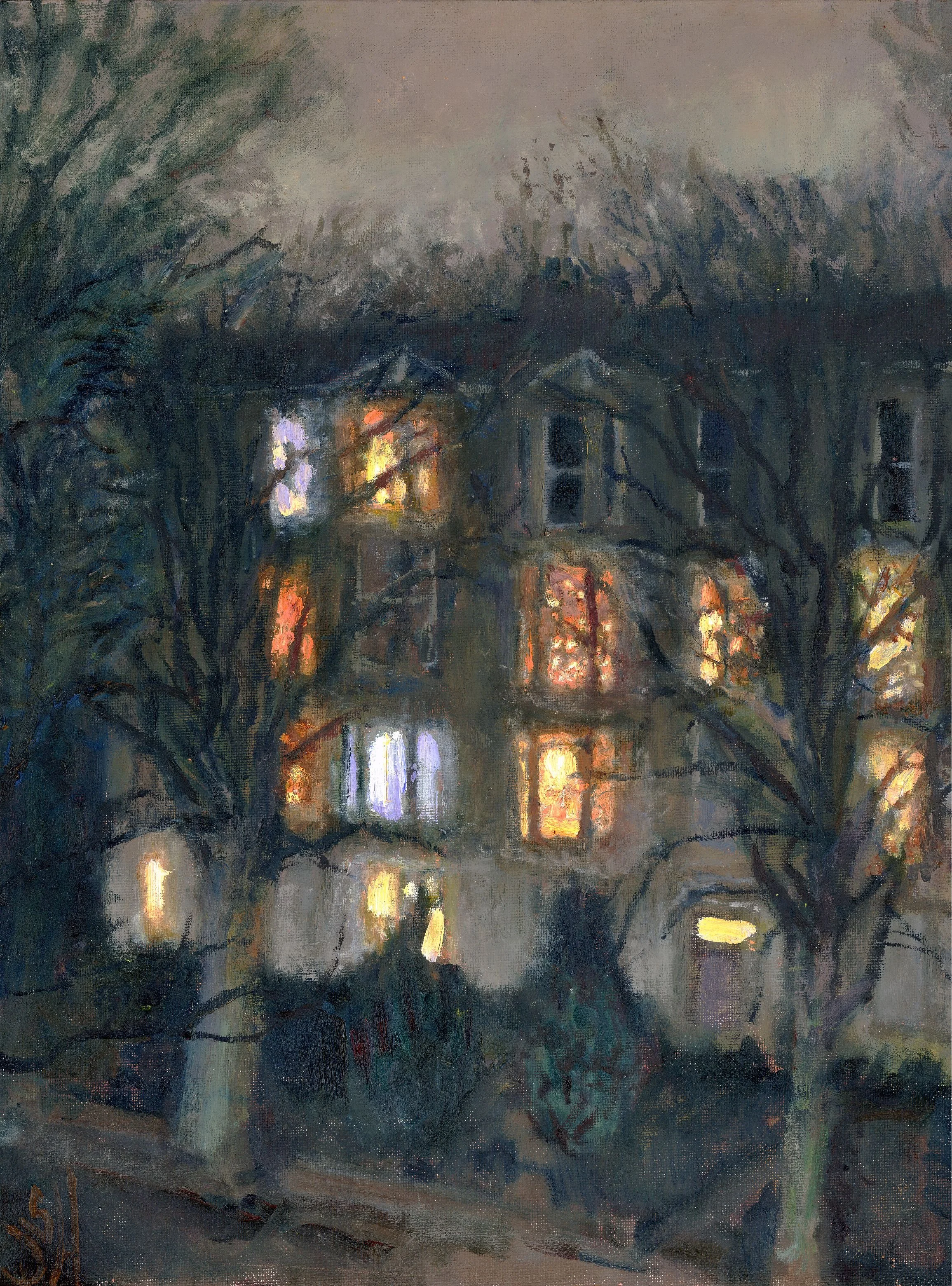 Tenement at Night, 40 x 30 cm, 2025, Scotland