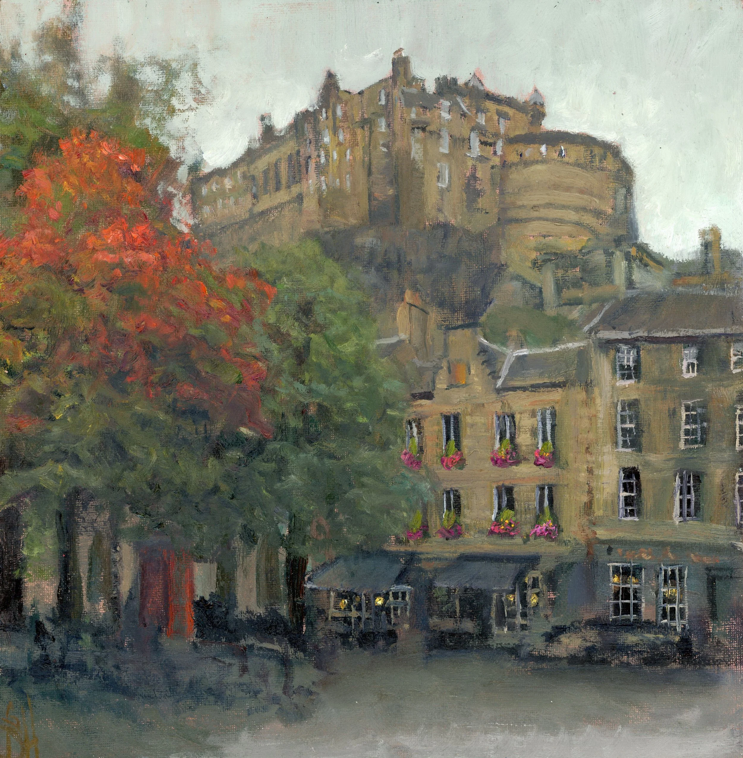 First of Autumn, Grassmarket, 30 x 30 cm, 2025, Scotland