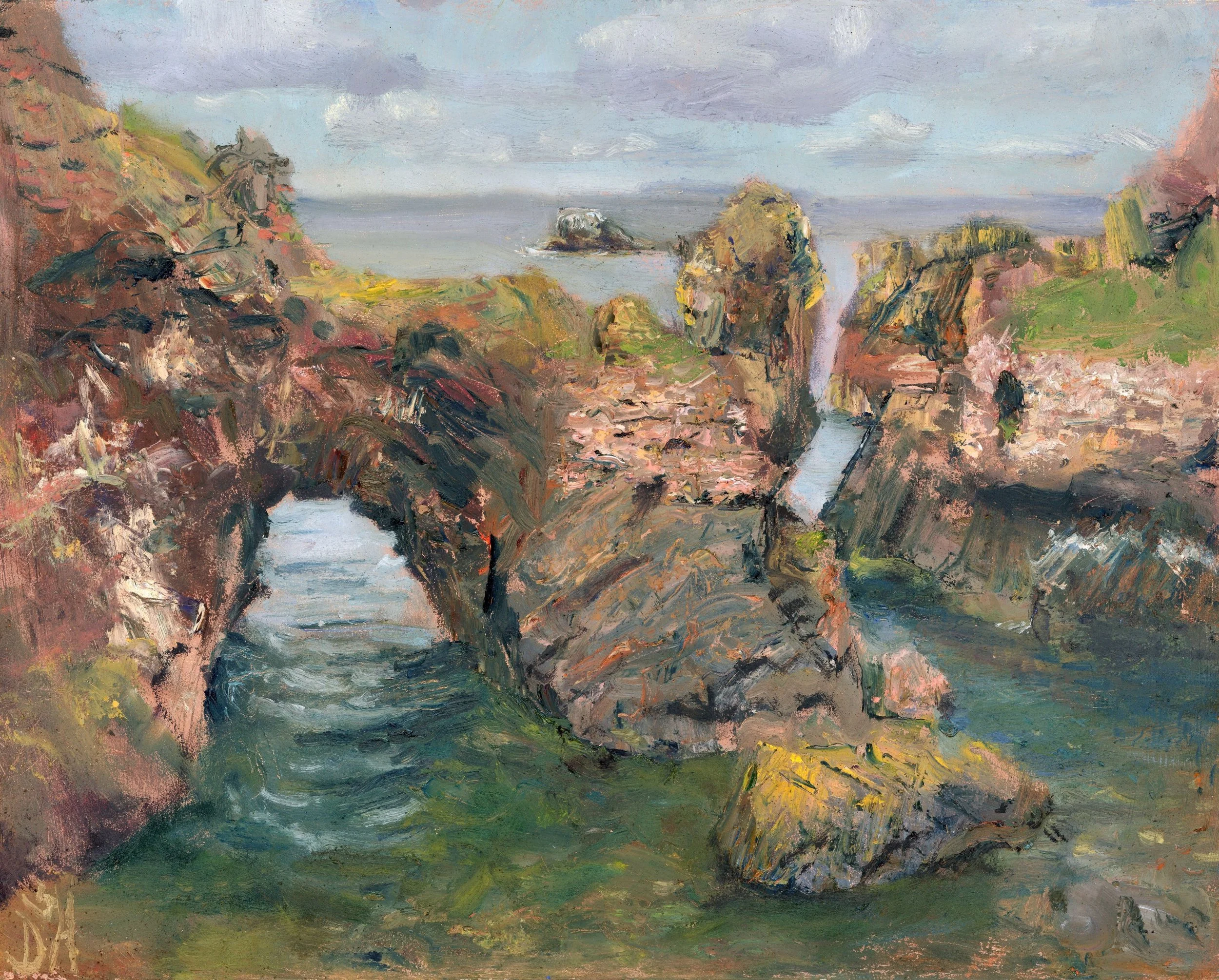 Dunbar Castle Ruins, oil on board, 38.5 x 30.5 cm, Found Gallery
