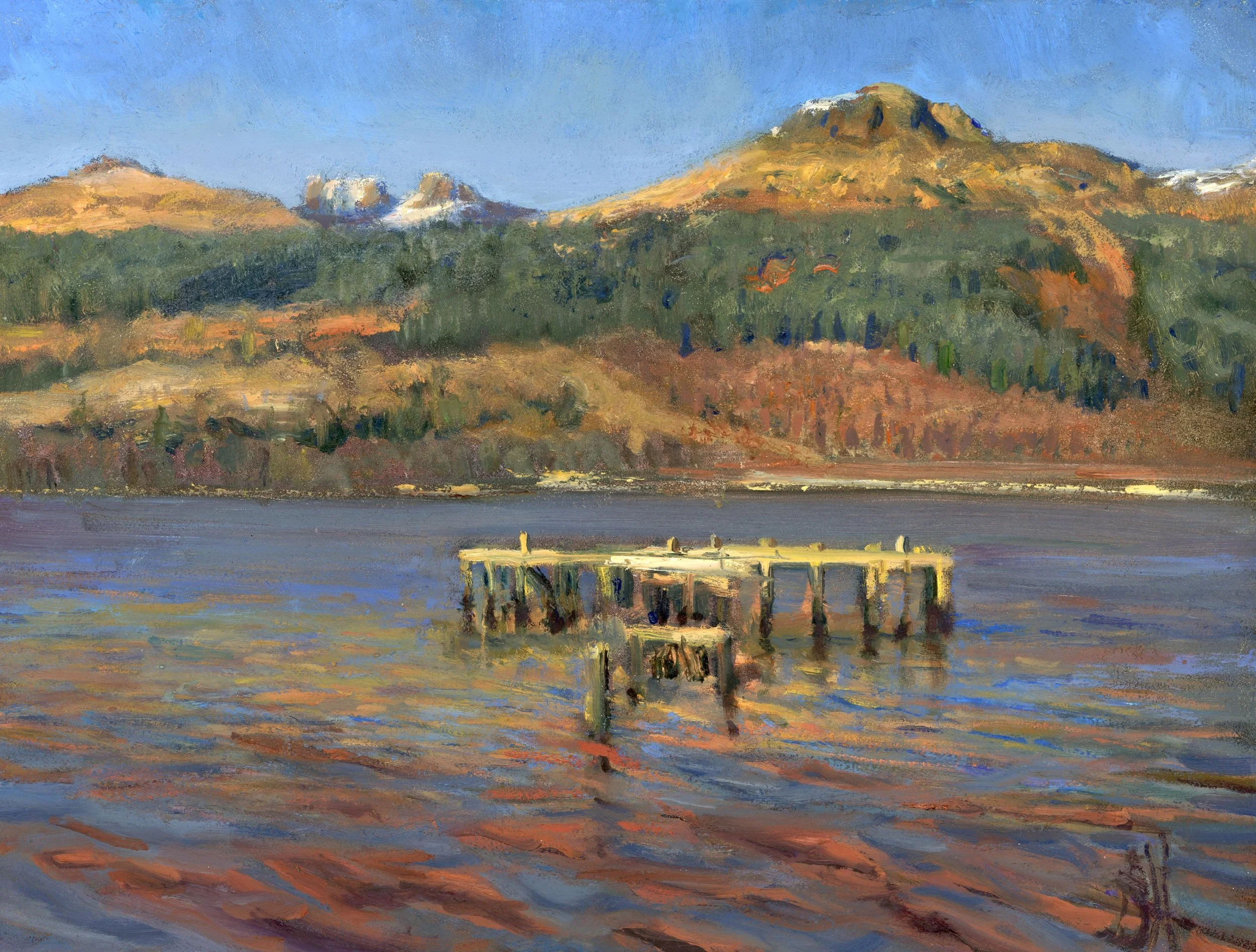 Old Pier, Arrochar, oil on board, 38 x 30.5 cm