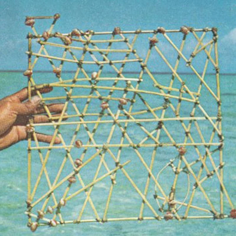 Polynesian Stick Charts 

Stick Charts were made and used by the Marshallese to navigate the Pacific Ocean off the coast of the Marshall Islands. The charts represented major ocean swell patterns and the ways the islands disrupted those patterns, typ