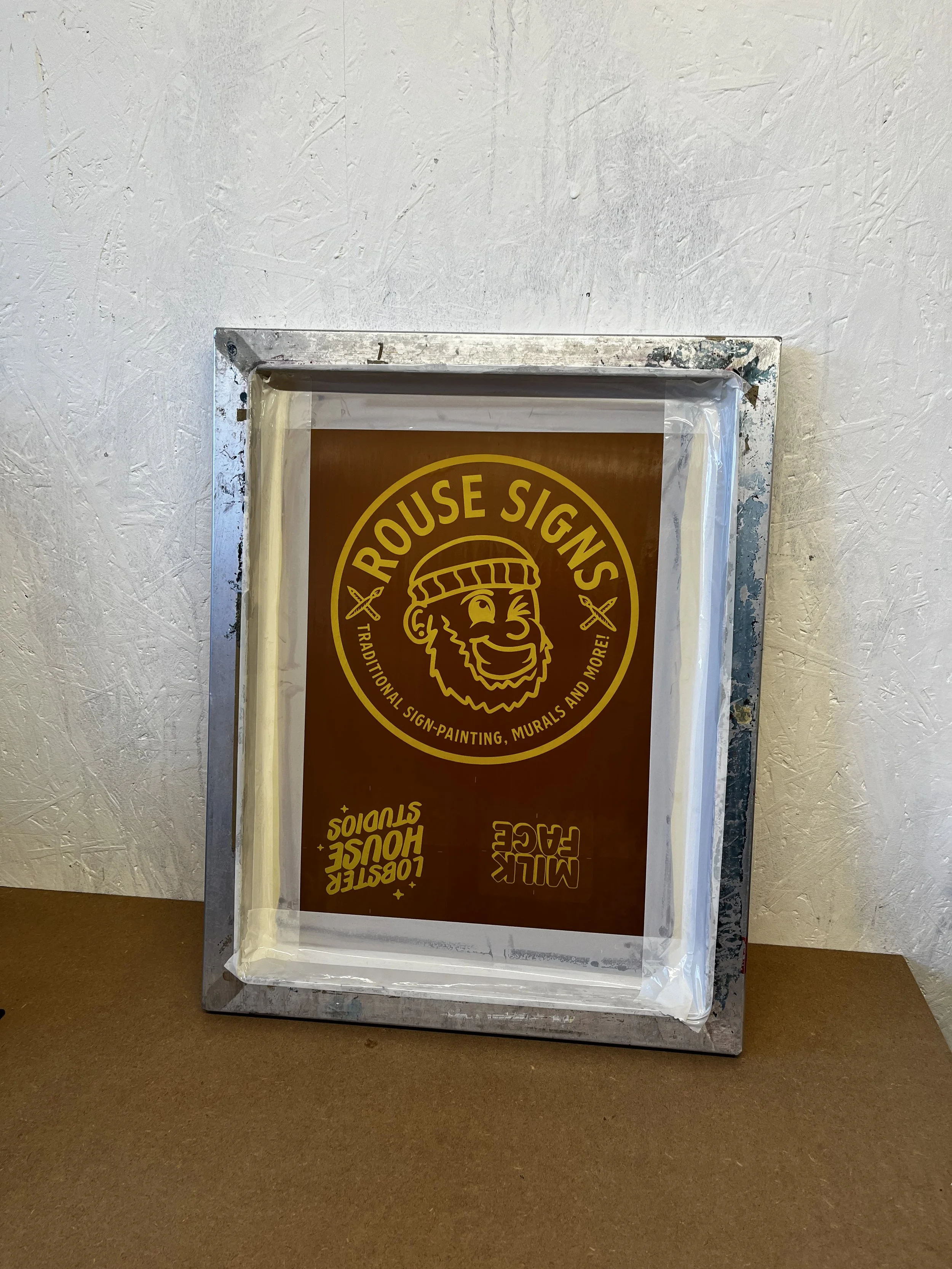 screen printing stencil on mesh screen, Lucky Cat Printing Manchester