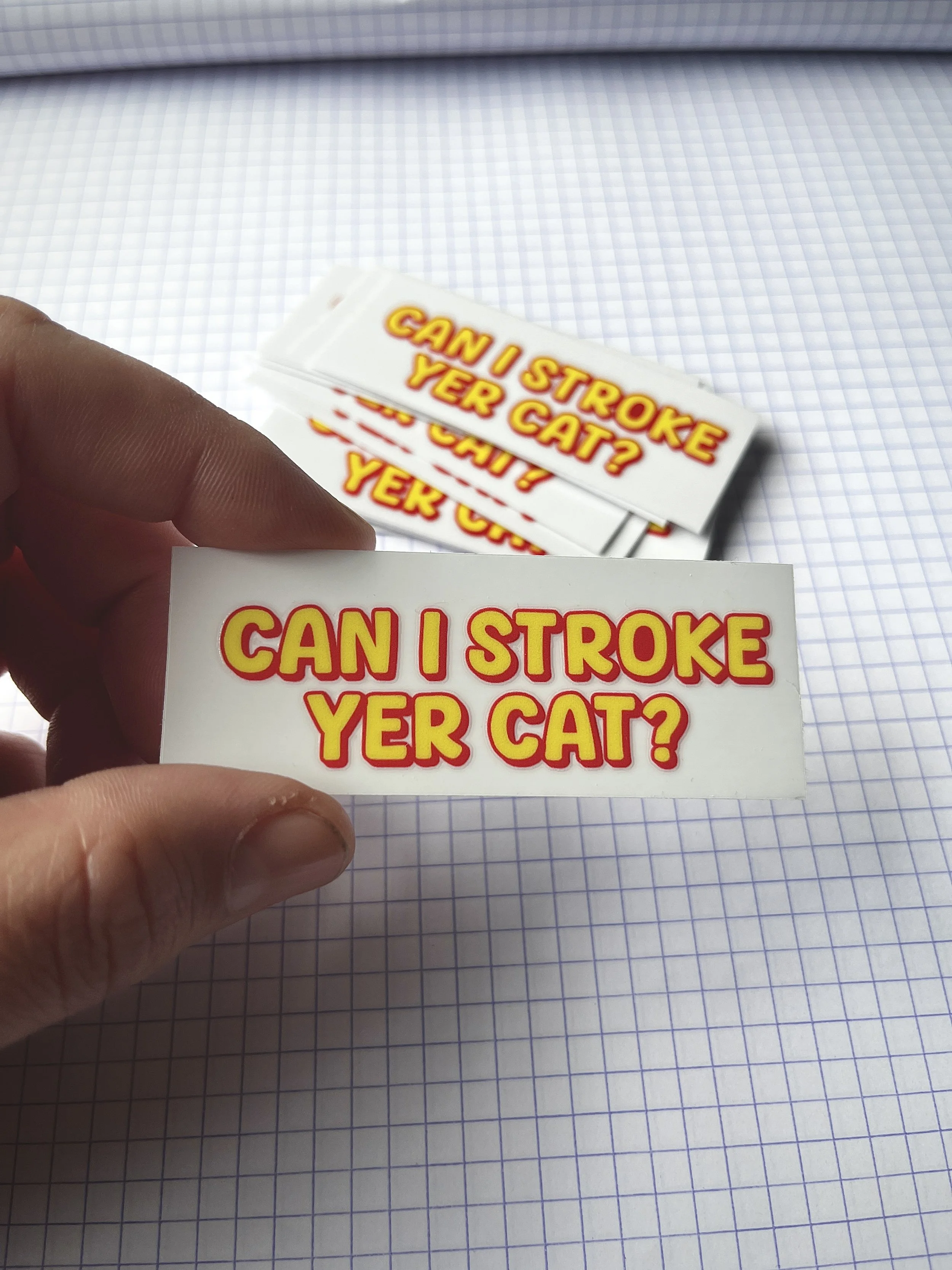 'Can I stroke yer cat?' Heavy Duty Sticker