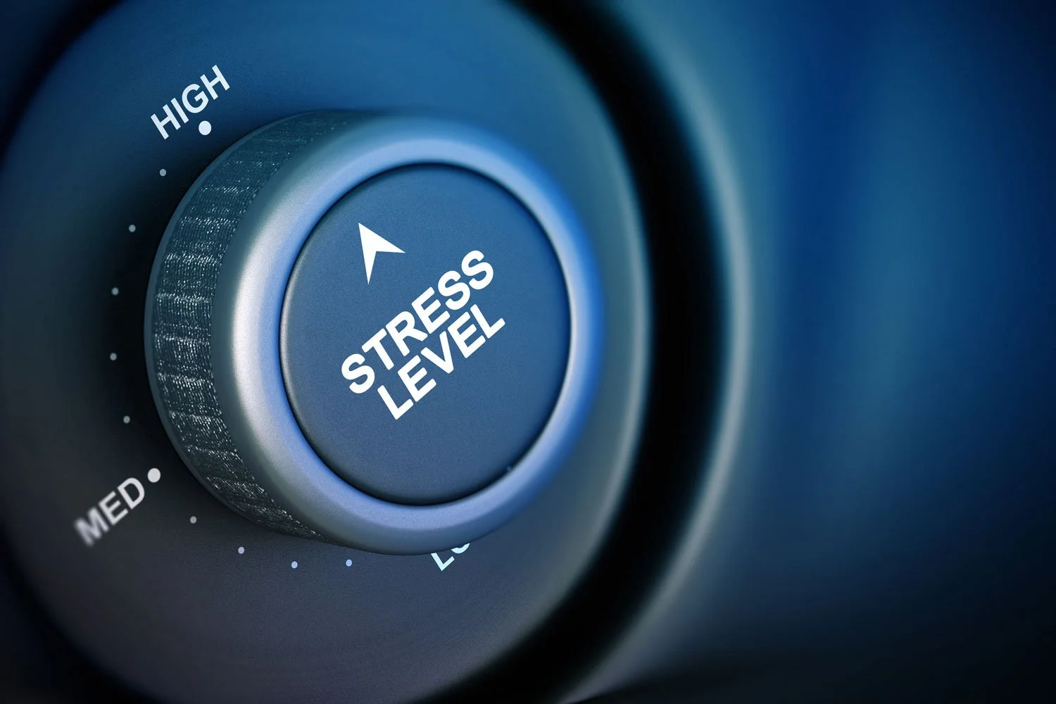A stress level meter set to high
