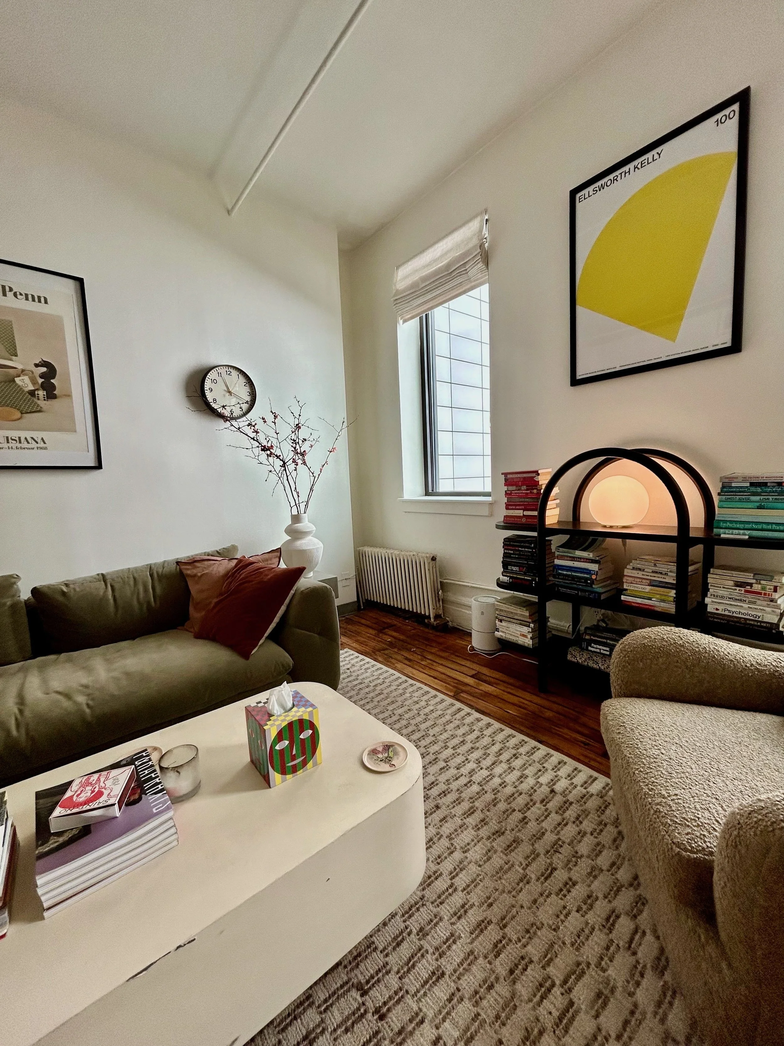 Julia Pressman therapy office interior at 18 East 16th Street, Union Square