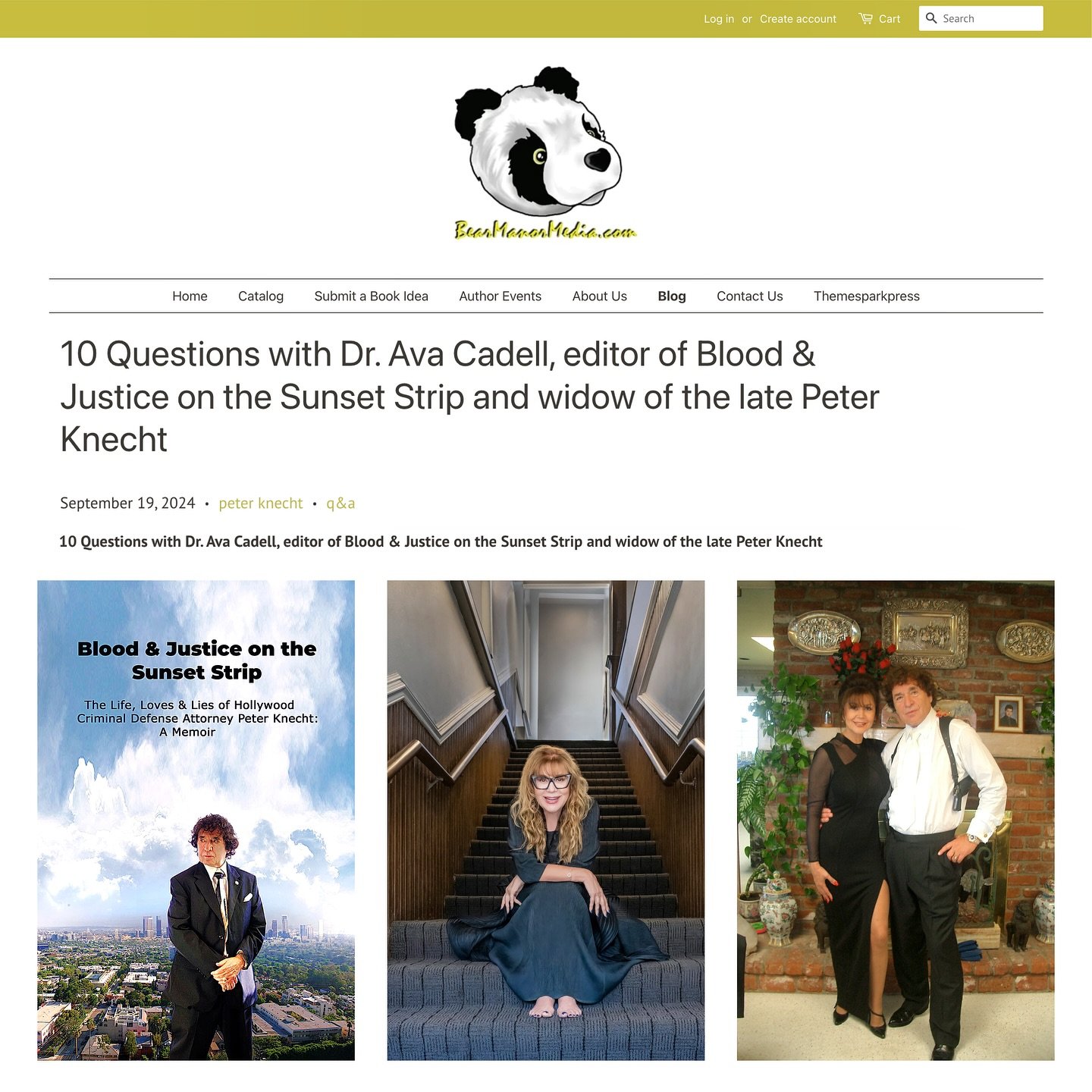 Our sincerest thanks to @bearmanor_media / @bearmanor.media, publisher of Blood and Justice. Their latest e-newsletter features our beautiful Dr. Ava Cadell Knecht as she shines a light on her beloved, late husband Peter, his incredible life, and eve