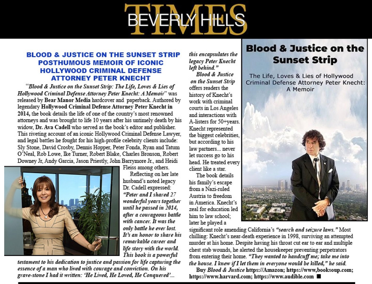 Special thanks to @suzanne_takowsky for not only featuring &ldquo;Blood &amp; Justice&rdquo; in the @beverlyhillstimes, but also for sharing her favorite stories of Peter Knecht at our recent book launch @booksoup 

A direct quote from Beverly Hills 