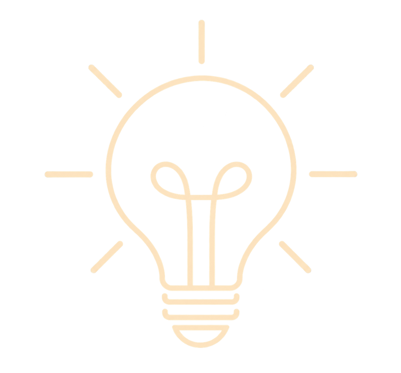A neon illustration of a light bulb with a smiling face inside, radiating light.