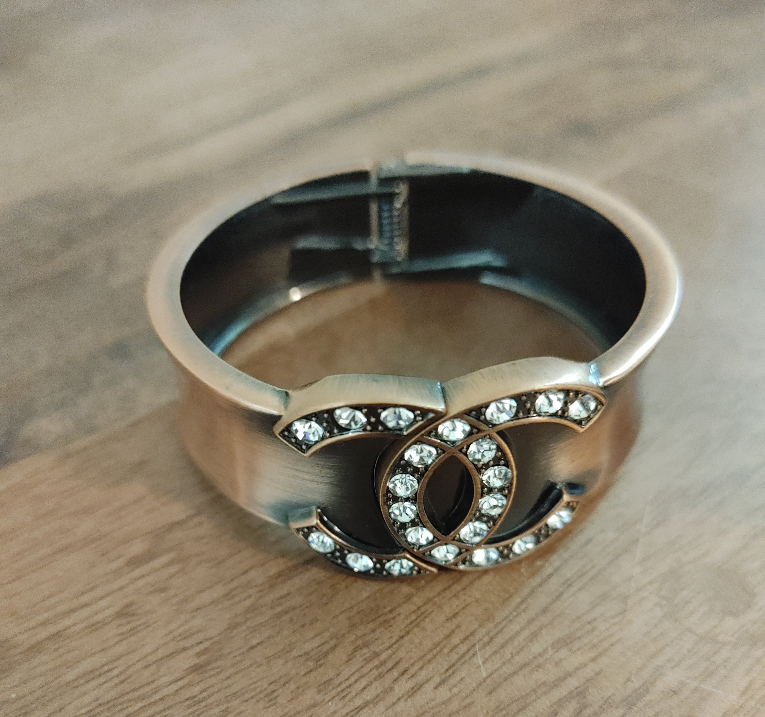 Faux Chanel Copper Crystal Clip Bracelet