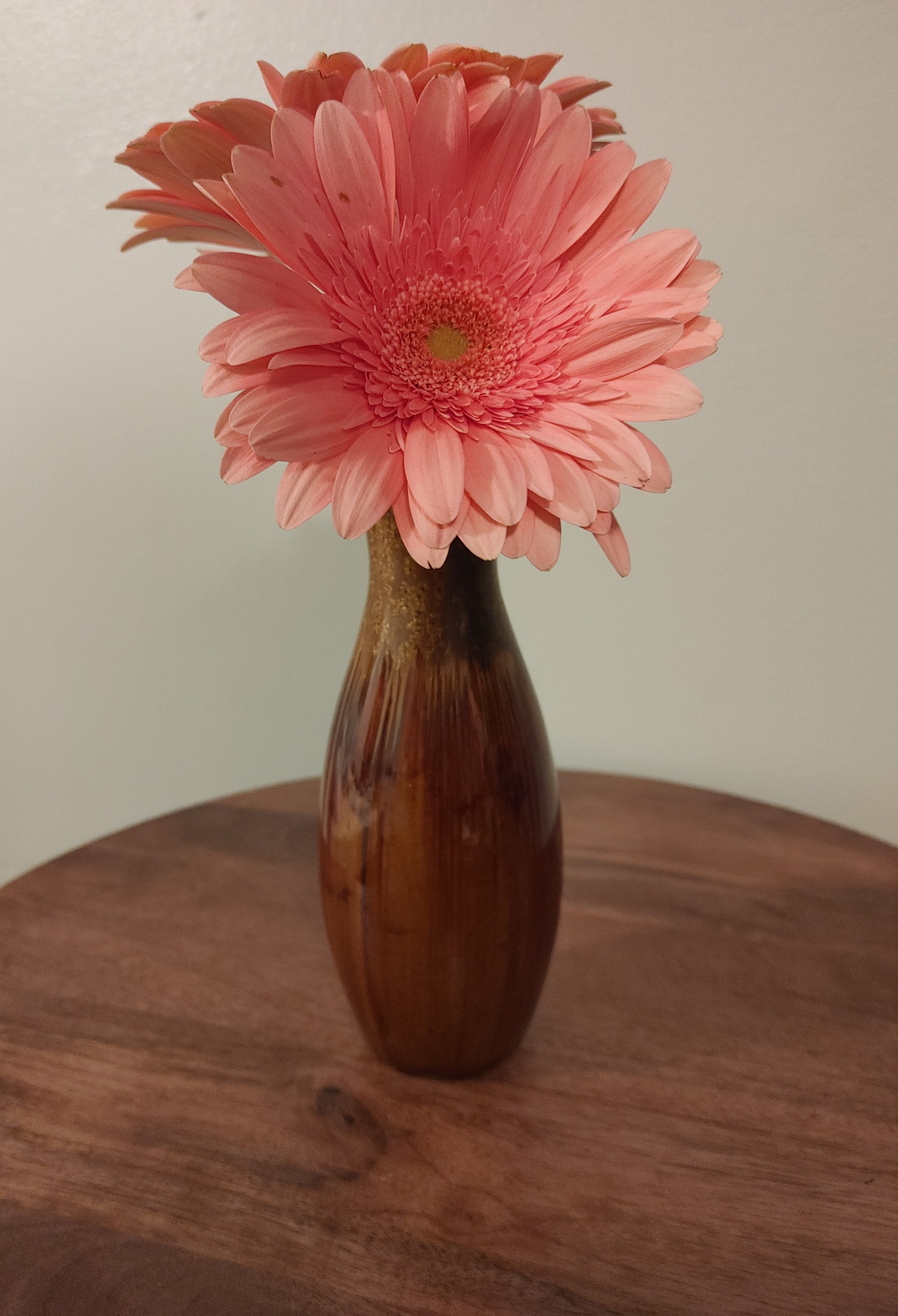 Brown Glazed Drip Bud Vase
